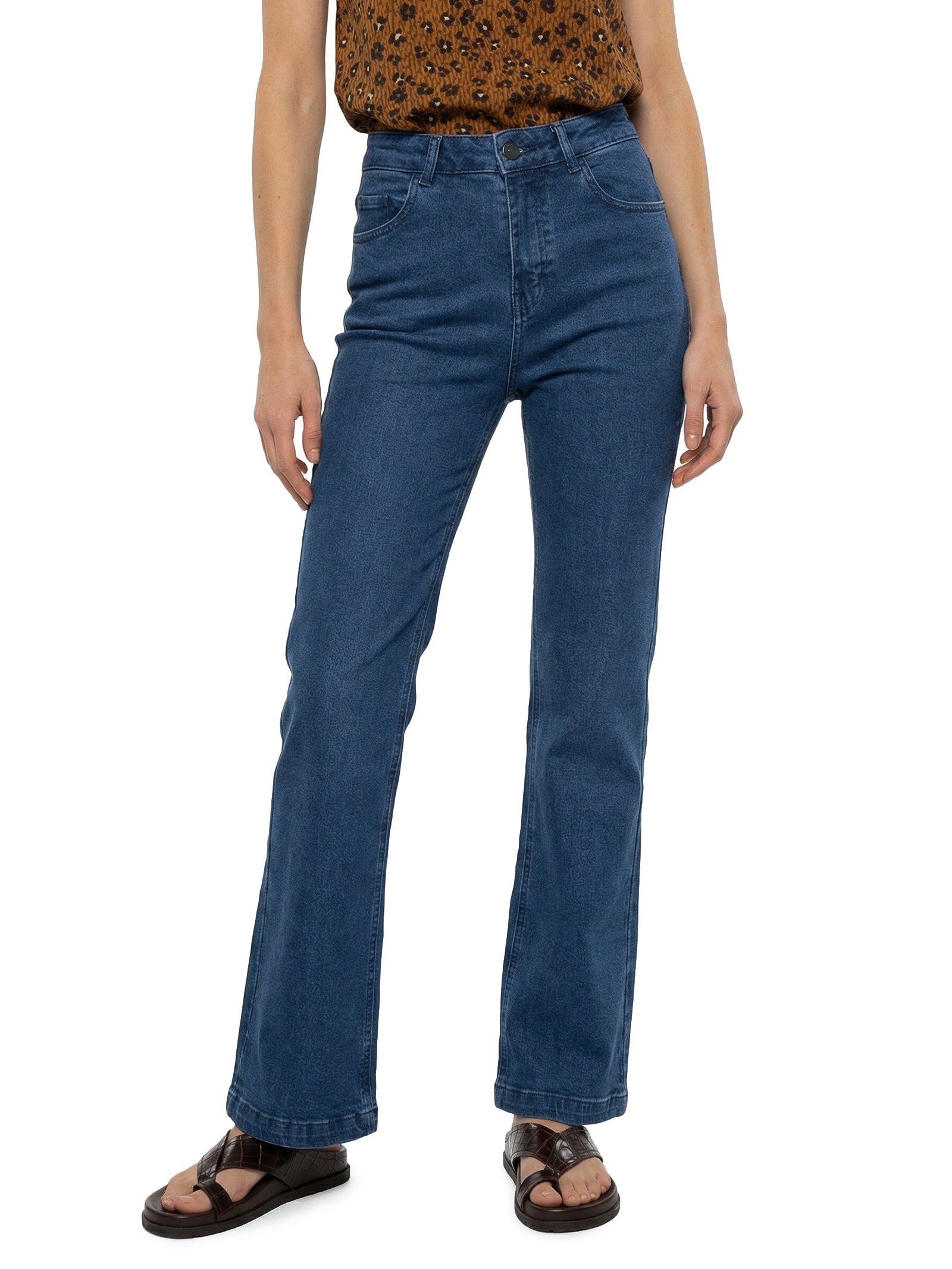 Calça Jeans Feminina A Super Reta 1967 Azul Cantão