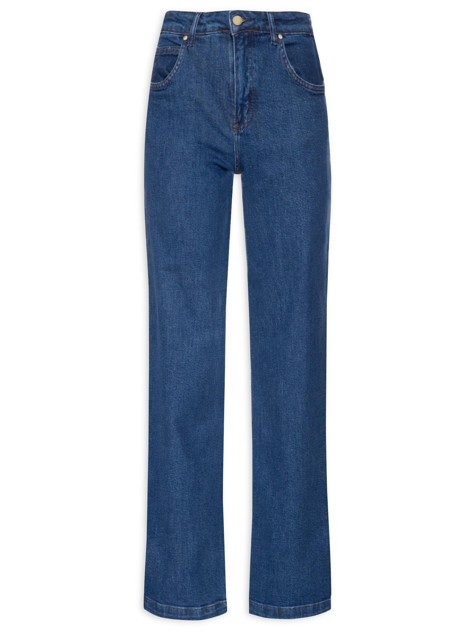 Calça Jeans Feminina A Super Reta Cantão 1967 Cantão Azul