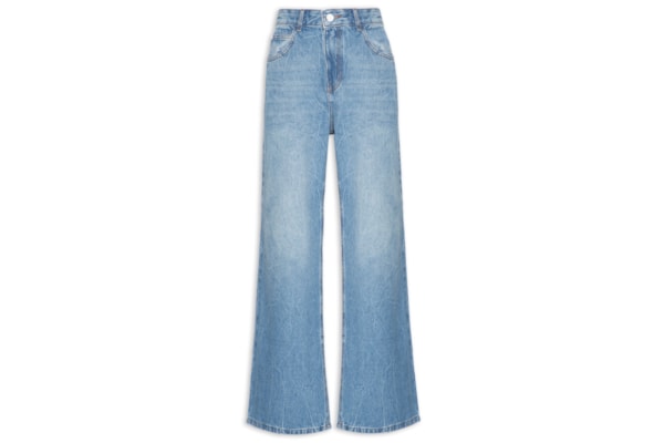 Calça Jeans Feminina A Wide Leg Espelho D'Água - Azul