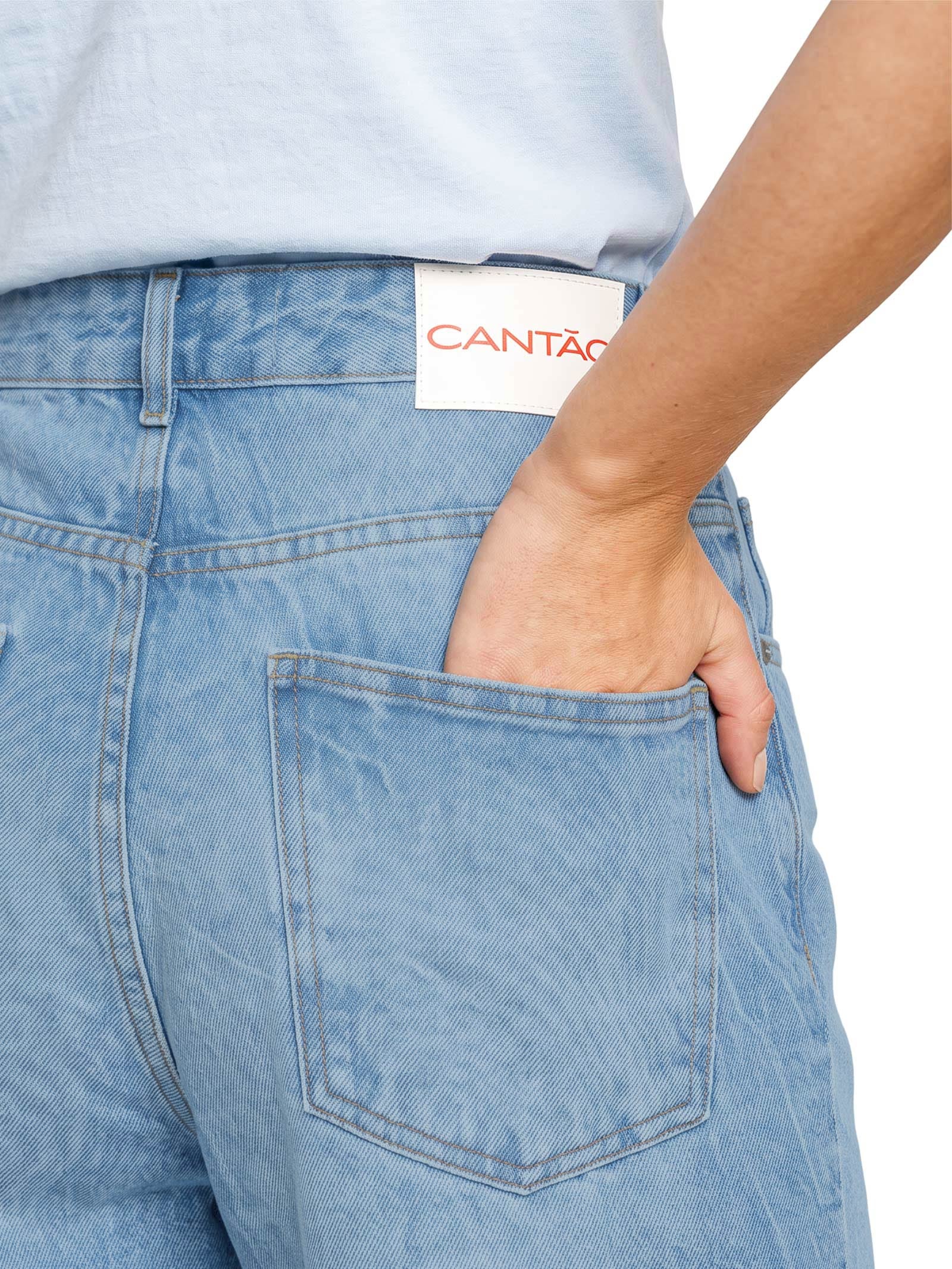 Calça Jeans Feminina A Wide Leg Espelho D'Água Azul Cantão