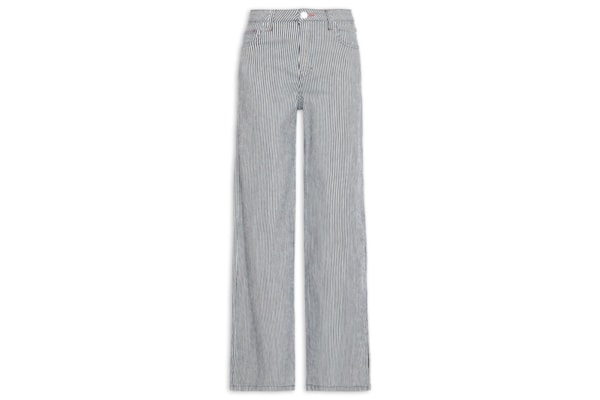 Calça Jeans Feminina A Wide Leg Listra Navegar - Preto