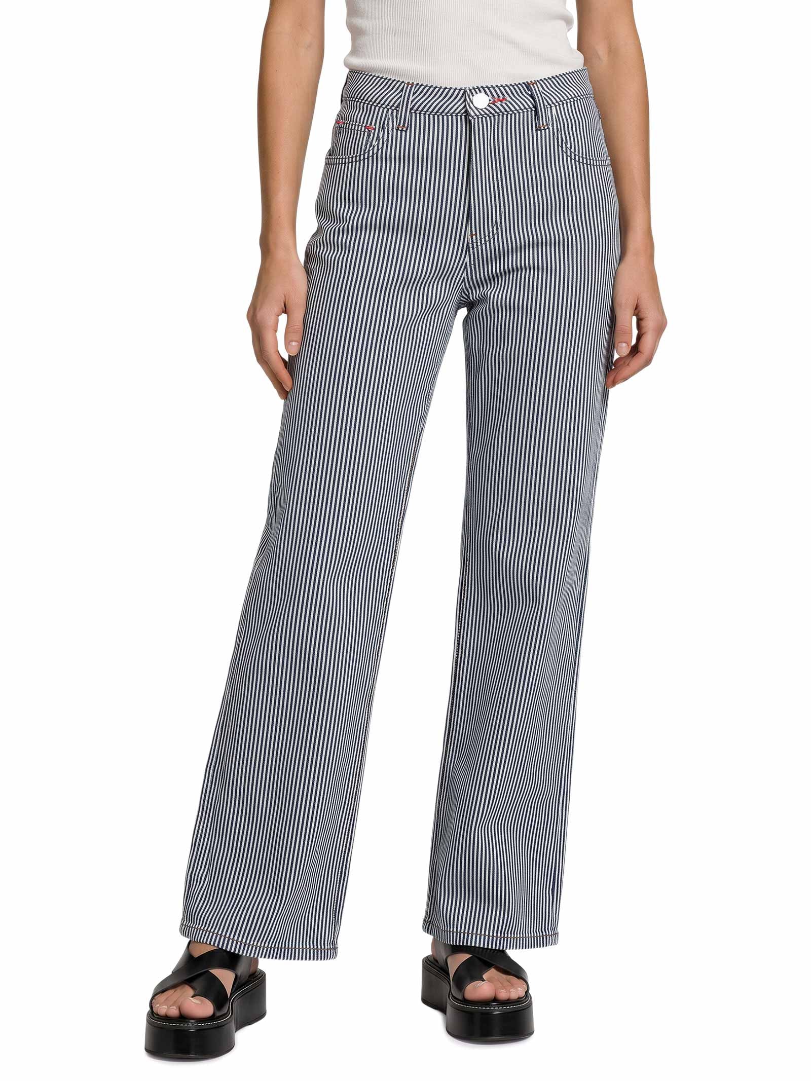 Calça Jeans Feminina A Wide Leg Listra Navegar Preto Cantão