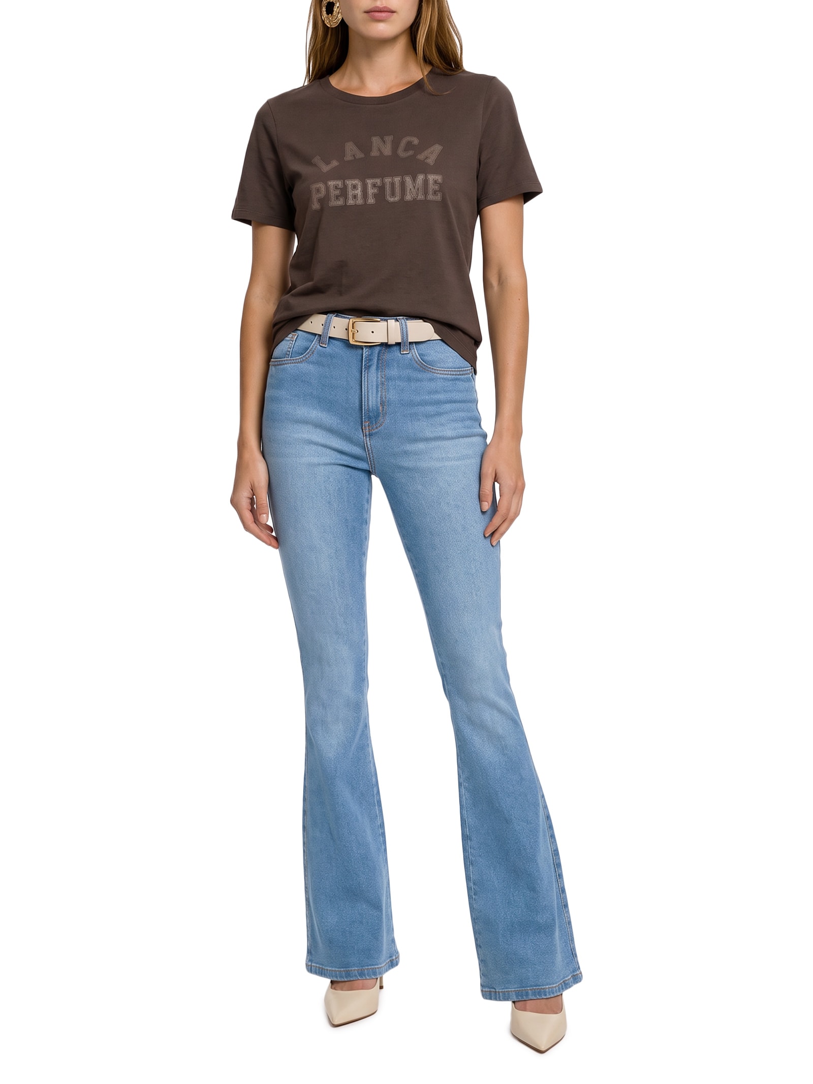 Calça Jeans Feminina Atena Flare High Azul Lança Perfume