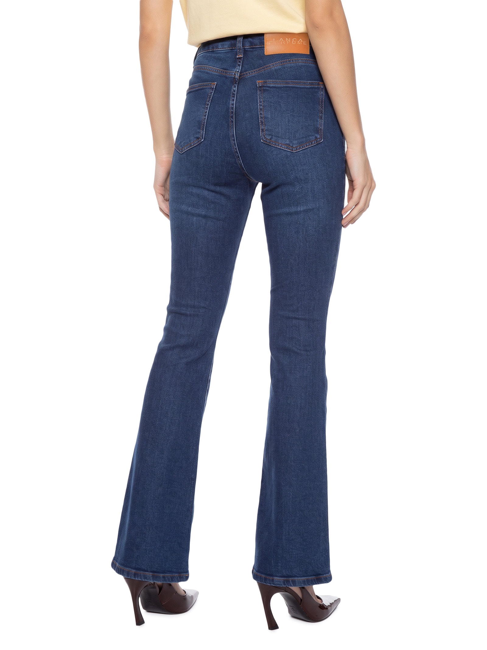 Calça Jeans Feminina Atena Flare High Azul Escuro Lança Perfume