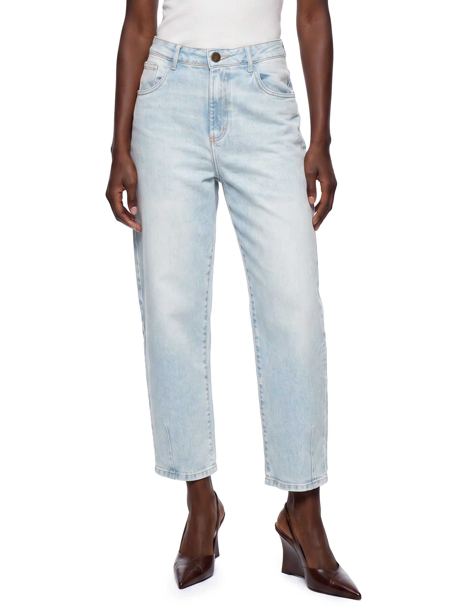 Calça Jeans Feminina Baggy Cintura Cintura Alta Azul Lança Perfume