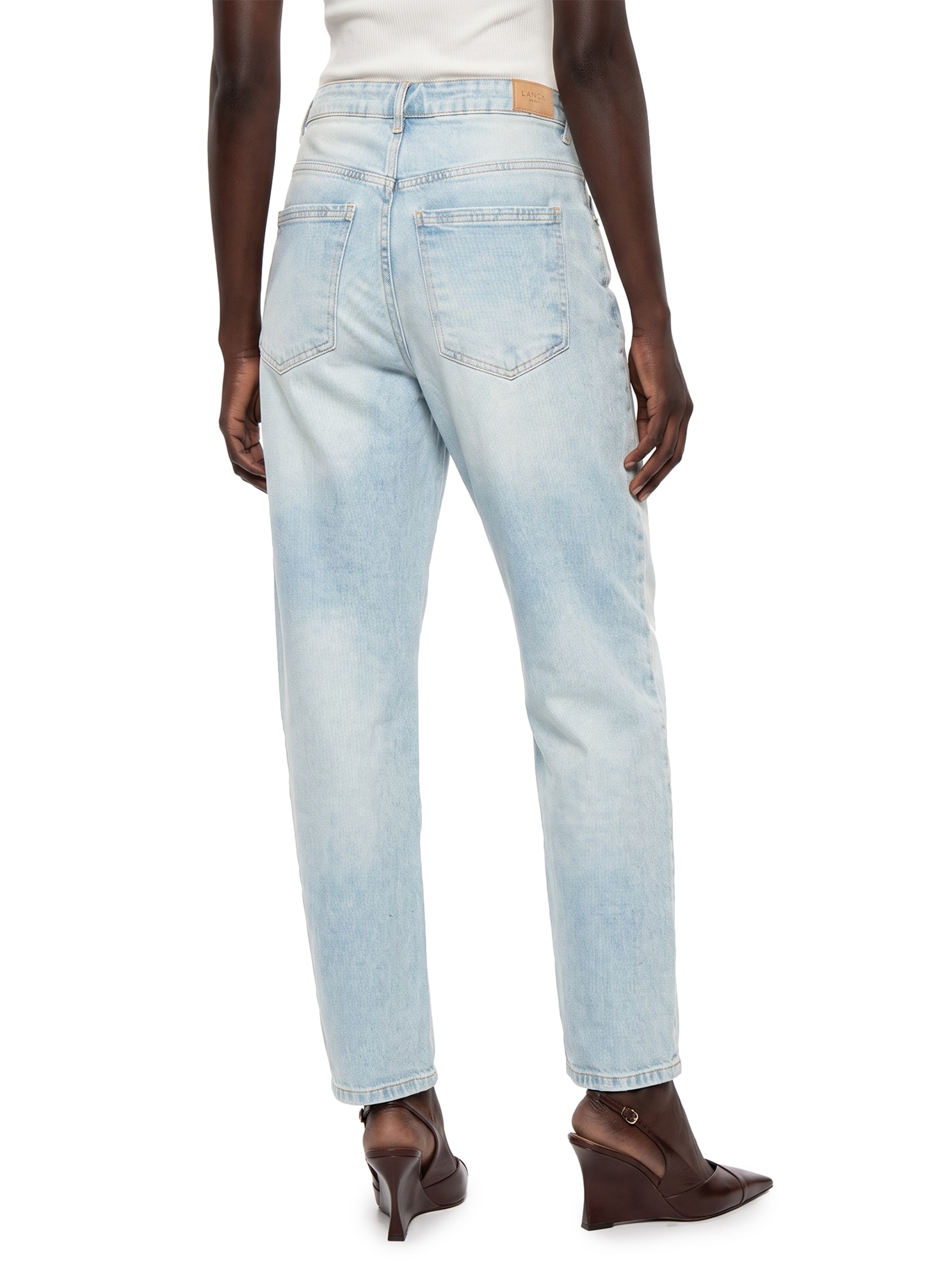 Calça Jeans Feminina Baggy Cintura Cintura Alta Azul Lança Perfume