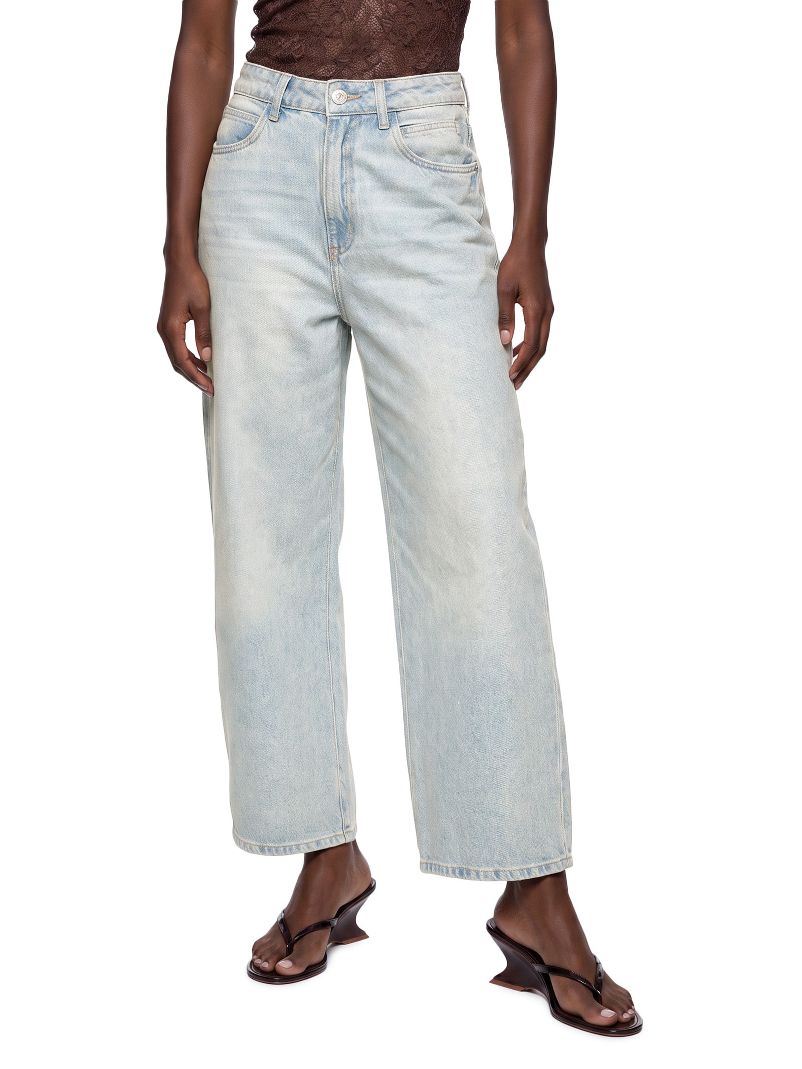 Calça Jeans Feminina Baggy Cintura Média  – Azul My Favorite