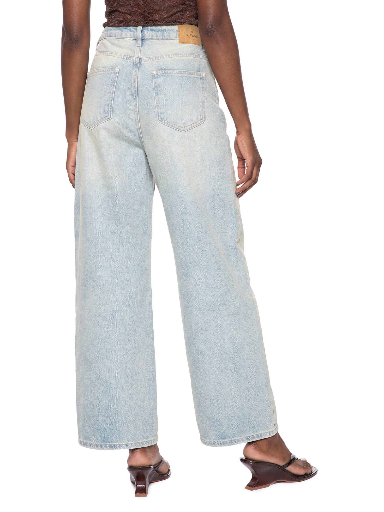 Calça Jeans Feminina Baggy Cintura Média  – Azul My Favorite