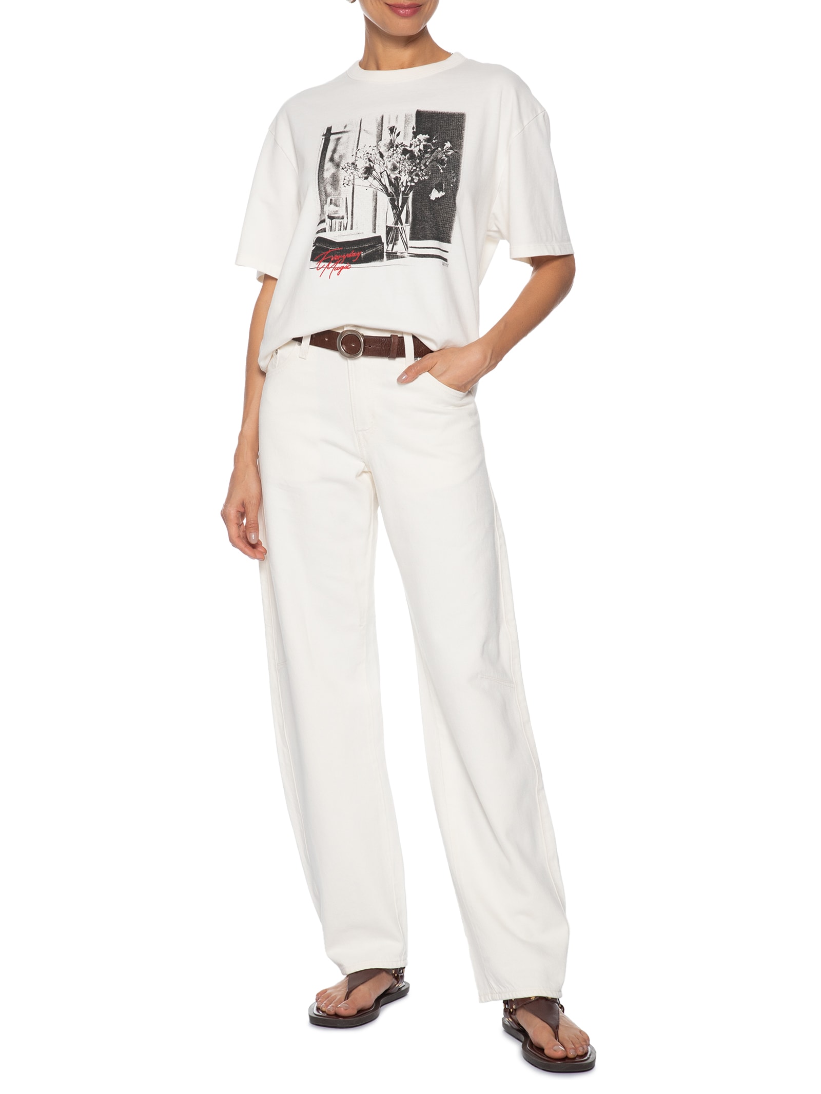 Calça Jeans Feminina Baggy Dad Barrel Branco Levi's