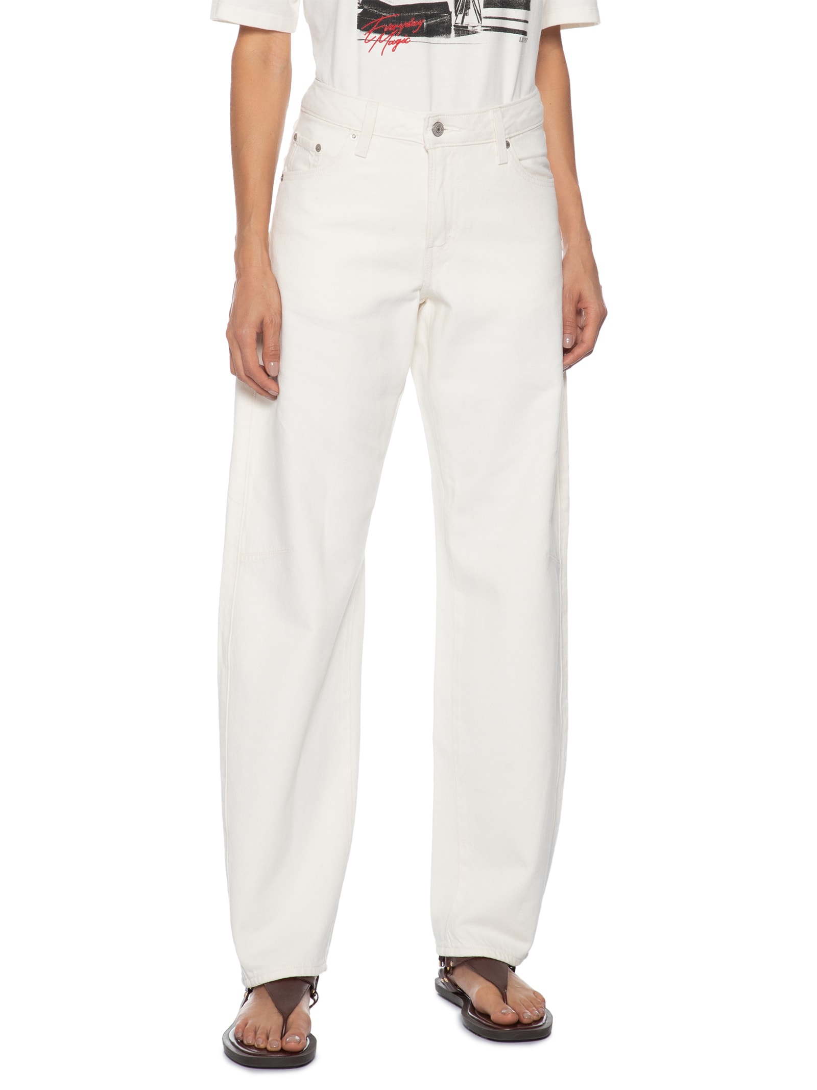 Calça Jeans Feminina Baggy Dad Barrel Branco Levi's