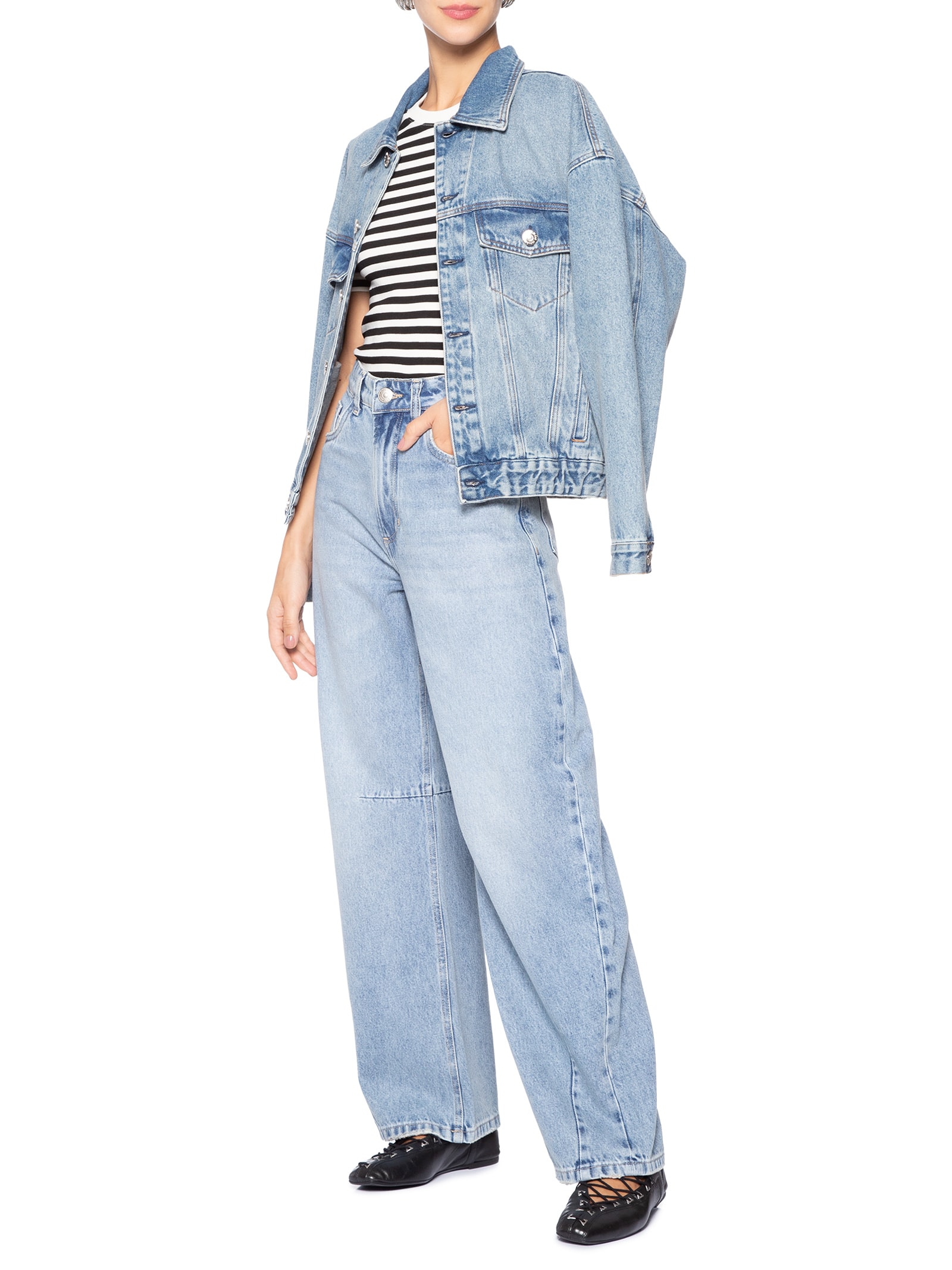 Calça Jeans Feminina Baggy Dirty E Pences Azul Animale Jeans