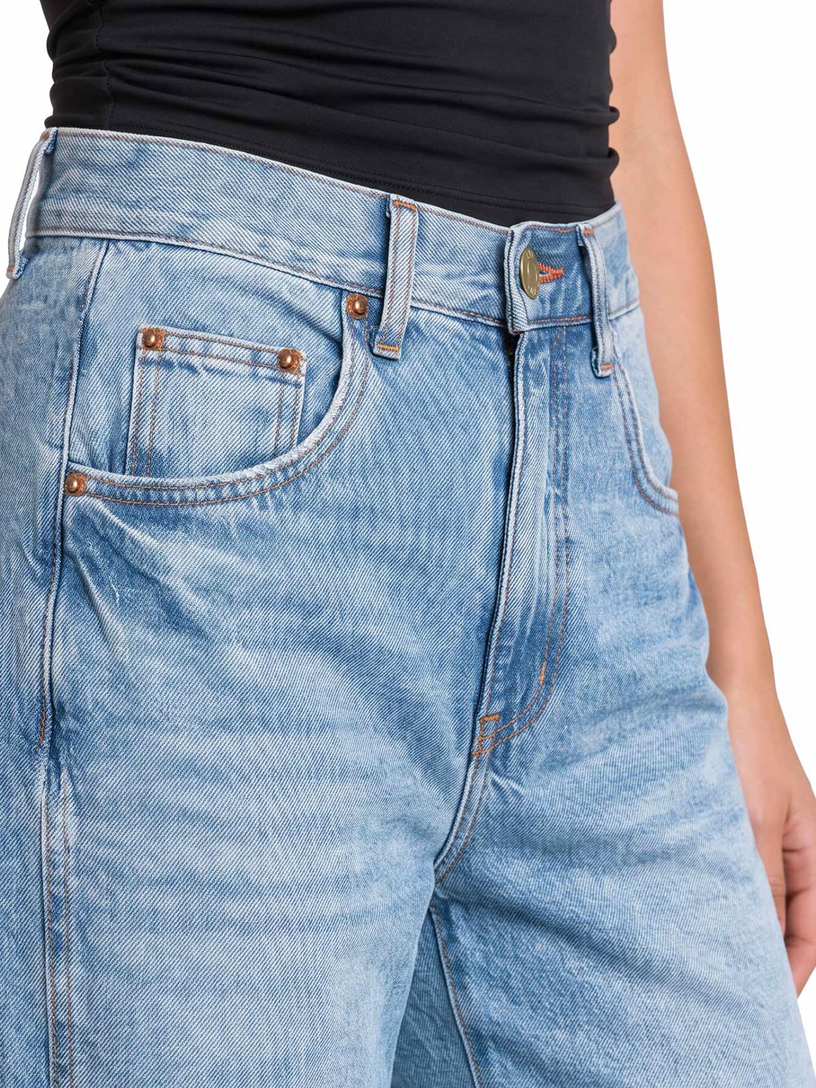 Calça Jeans Feminina Balloon Azul Open