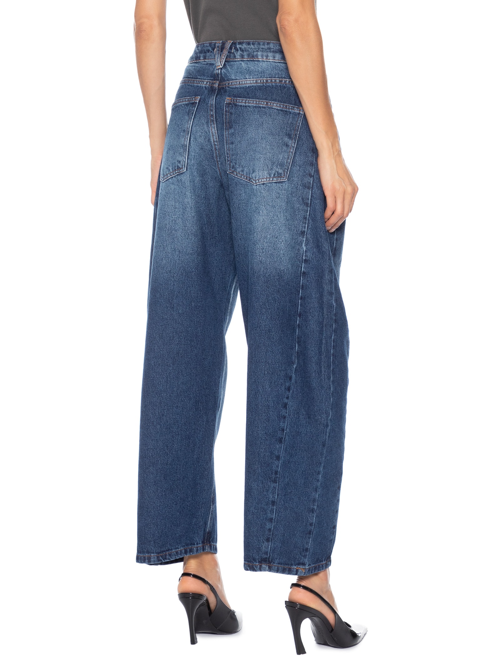 Calça Jeans Feminina Barrel Azul Market 33