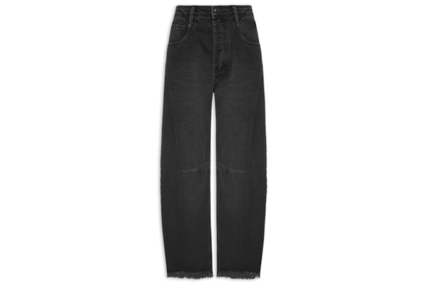 Calça Jeans Feminina Barrel Cintura Média - Preto