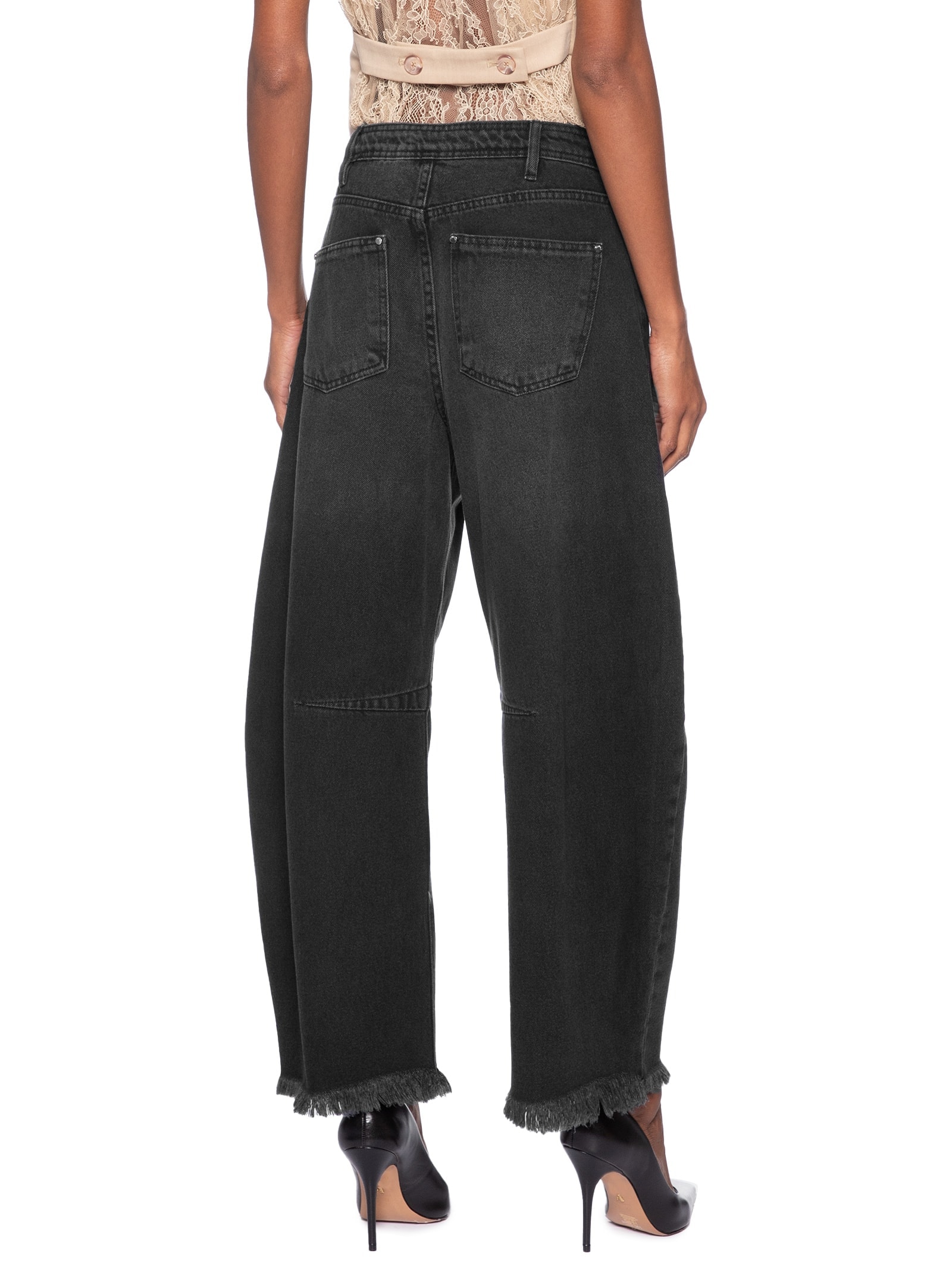 Calça Jeans Feminina Barrel Cintura Média Preto Animale