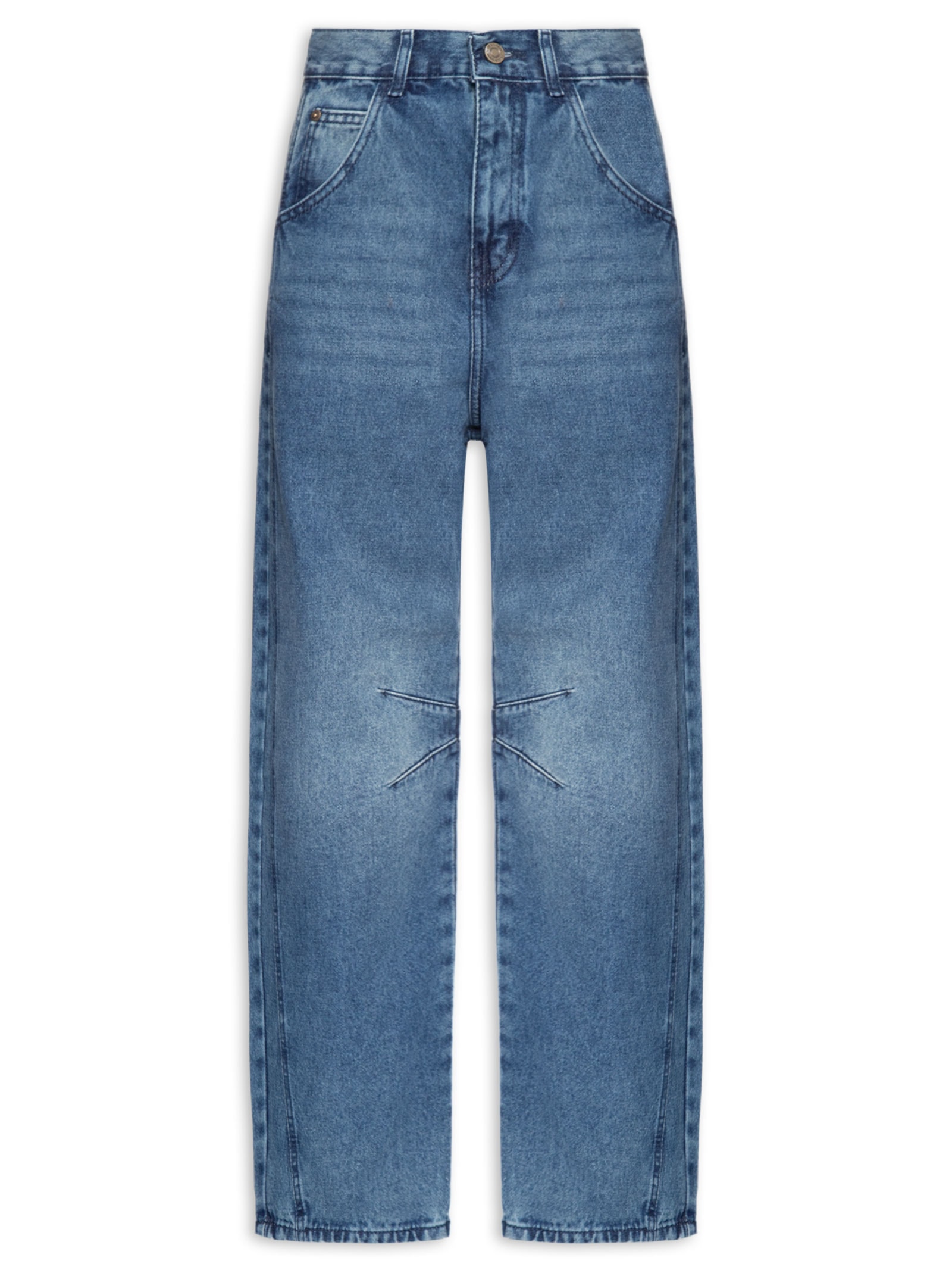 Calça Jeans Feminina Barrel Novolhar Azul Cantão