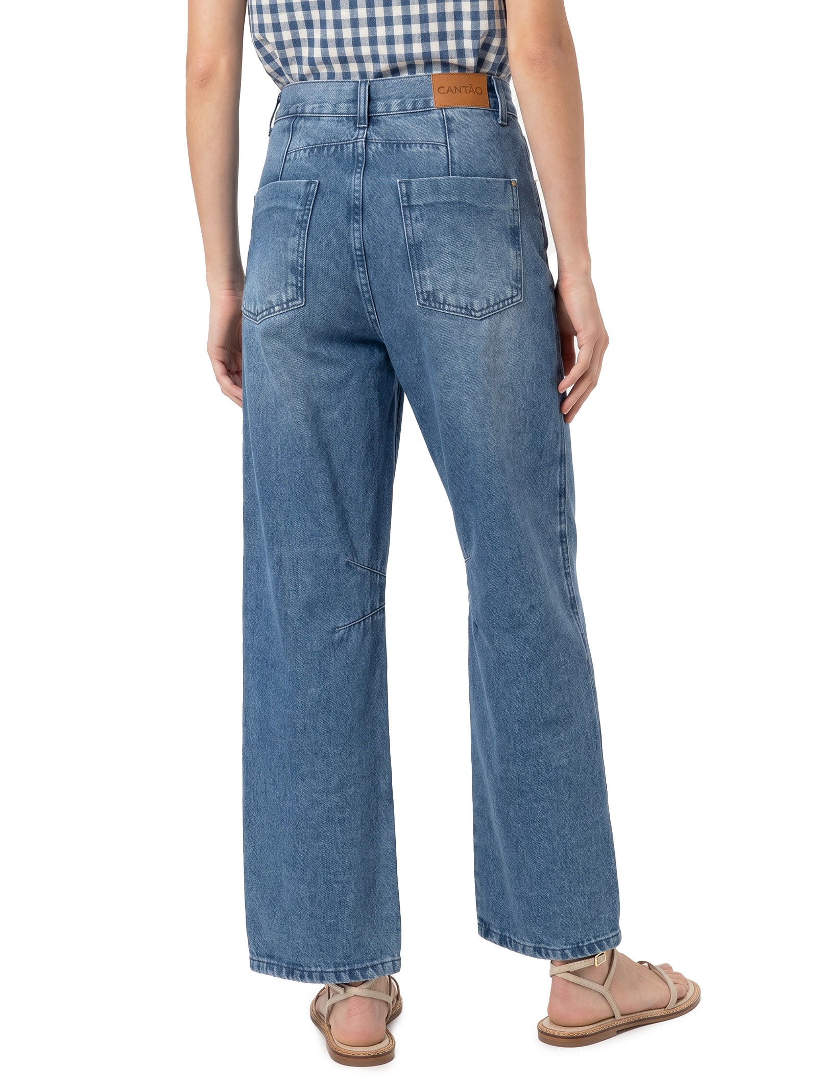 Calça Jeans Feminina Barrel Novolhar Azul Cantão