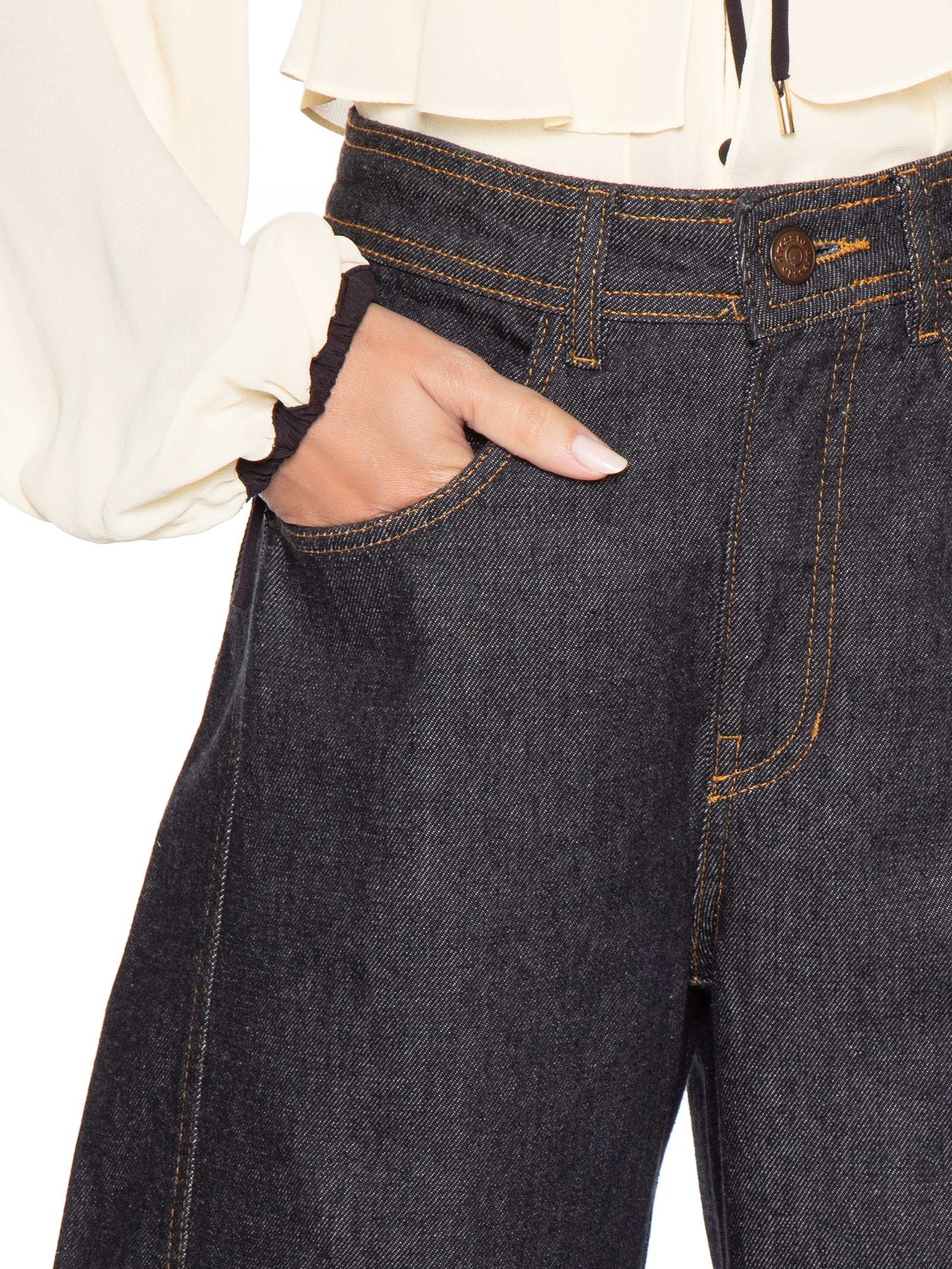 Calça Jeans Feminina Barrel Preto Dress To