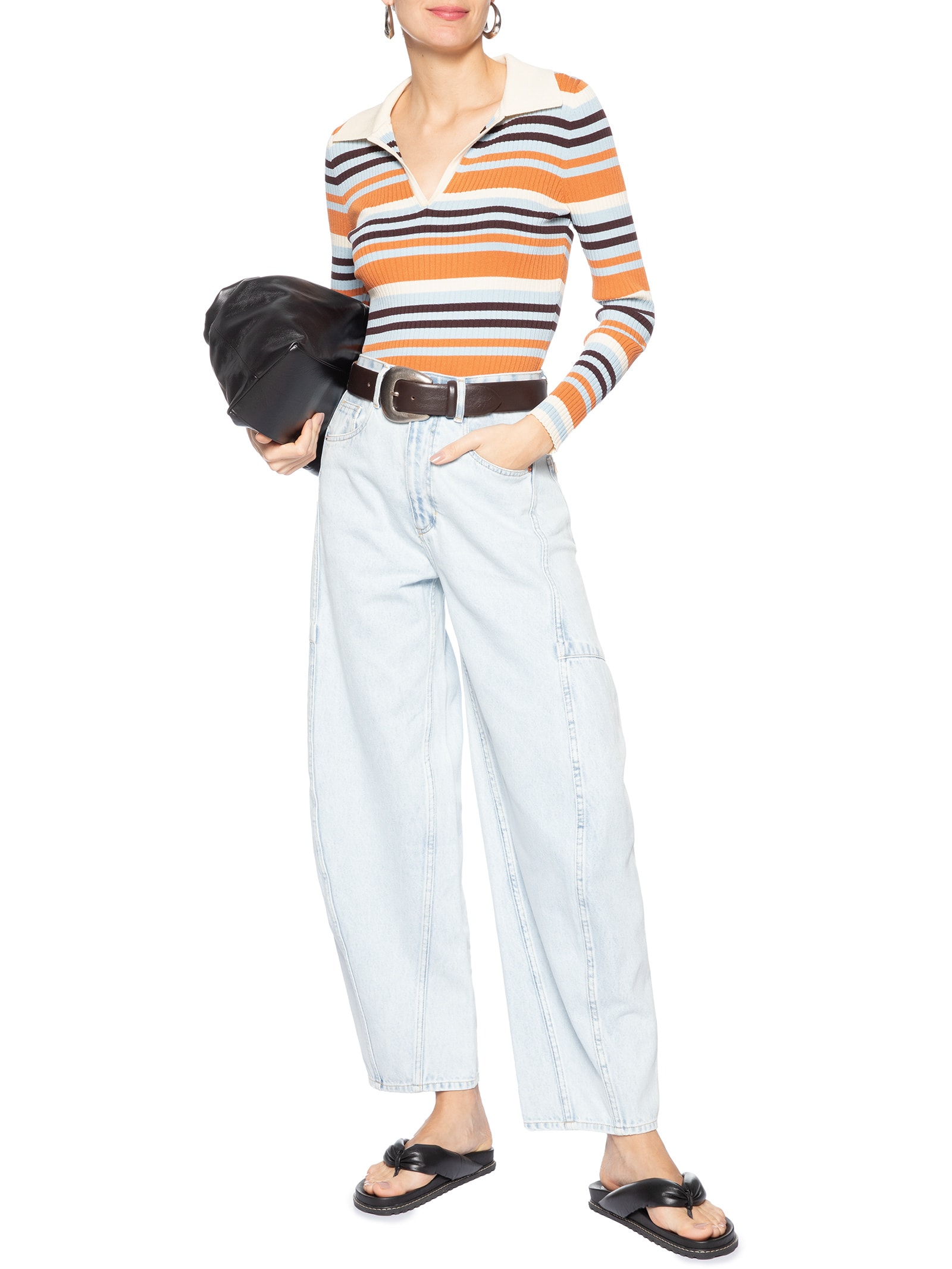 Calça Jeans Feminina Barrel Recorte Azul Animale Jeans