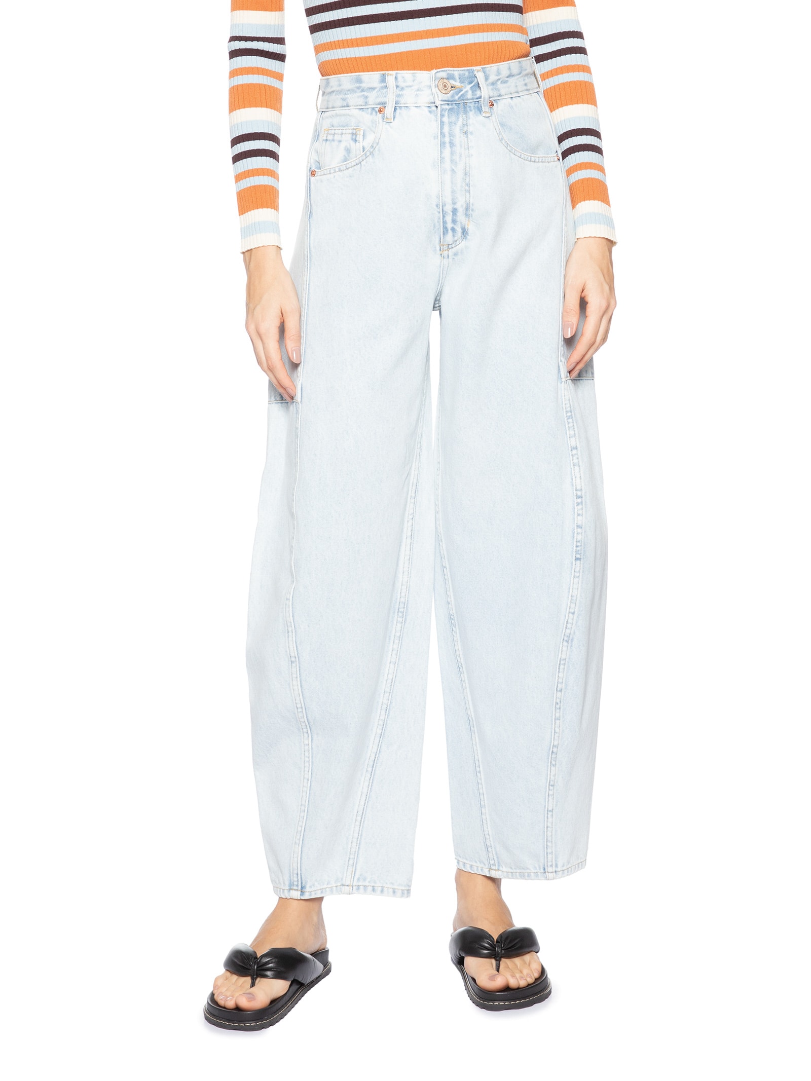 Calça Jeans Feminina Barrel Recorte Azul Animale Jeans