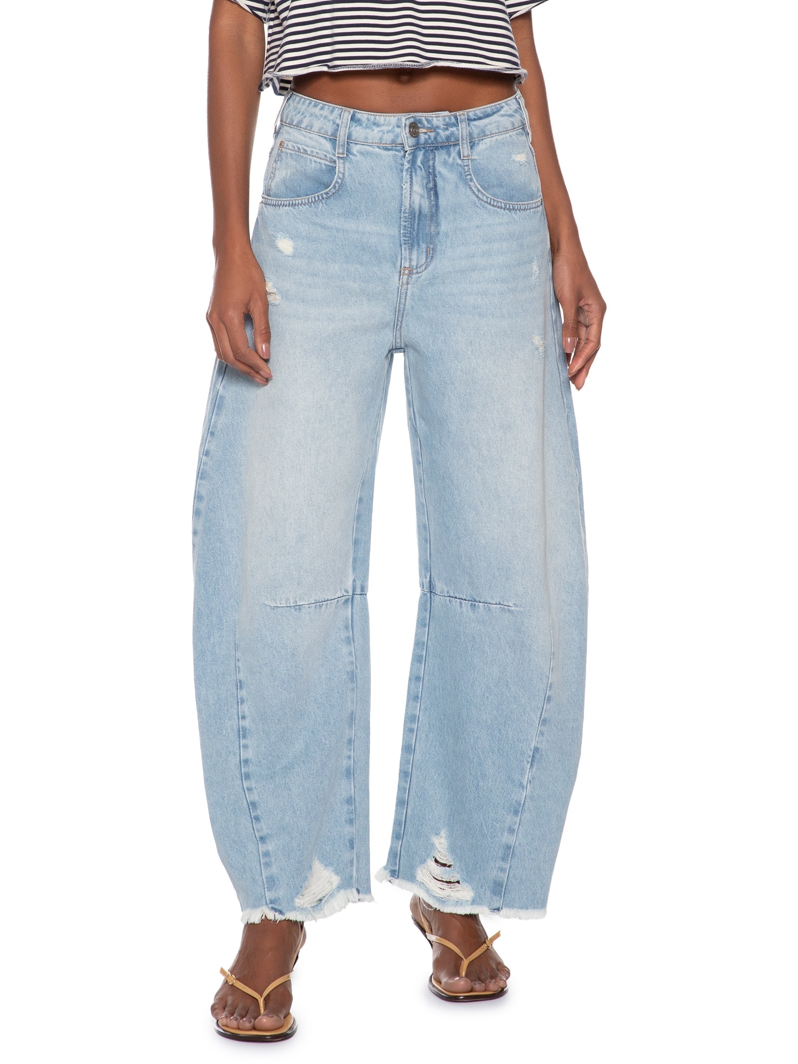 Calça Jeans Feminina Barril Azul Colcci