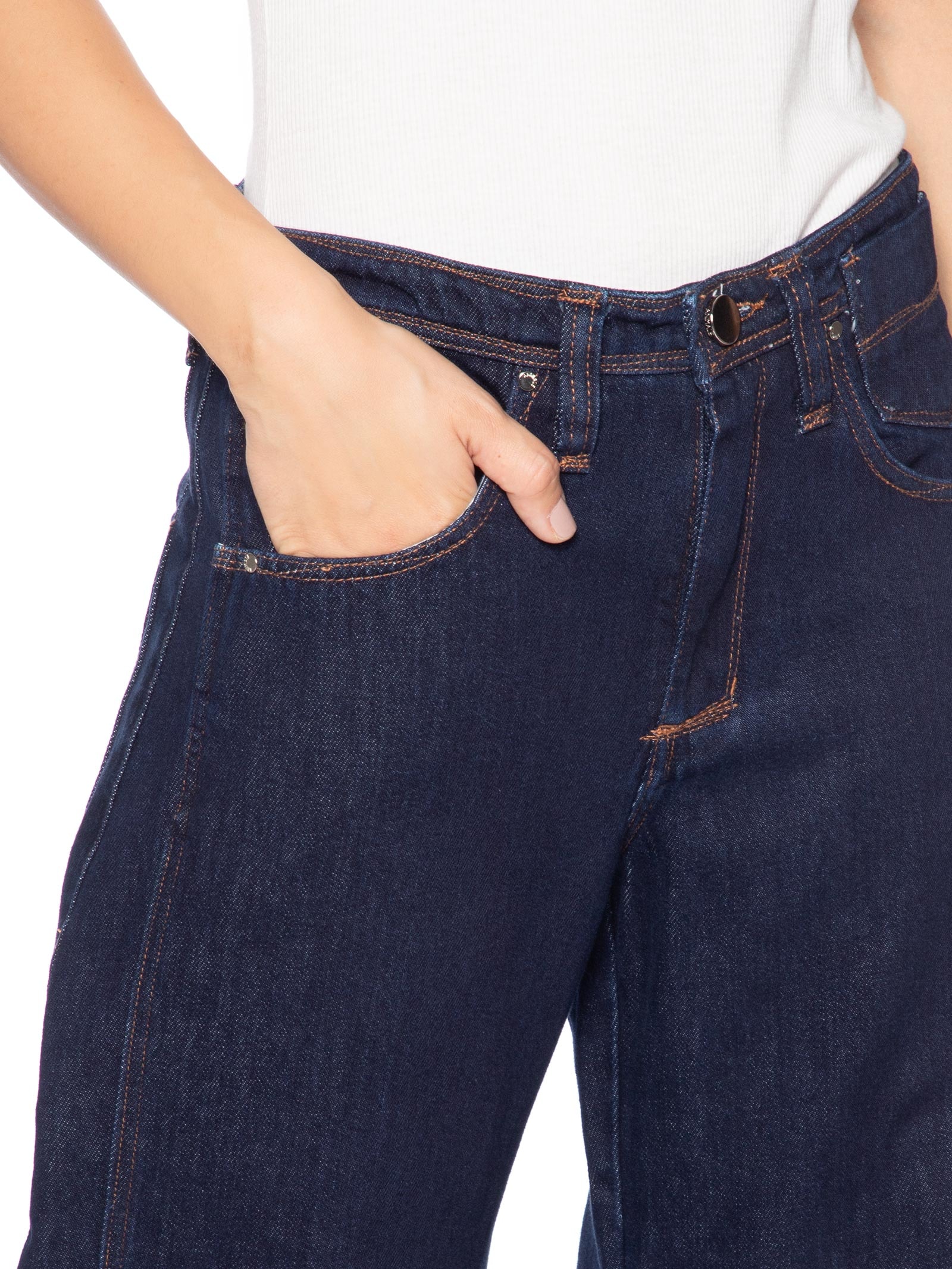 Calça Jeans Feminina Bolso Coração Azul Animale