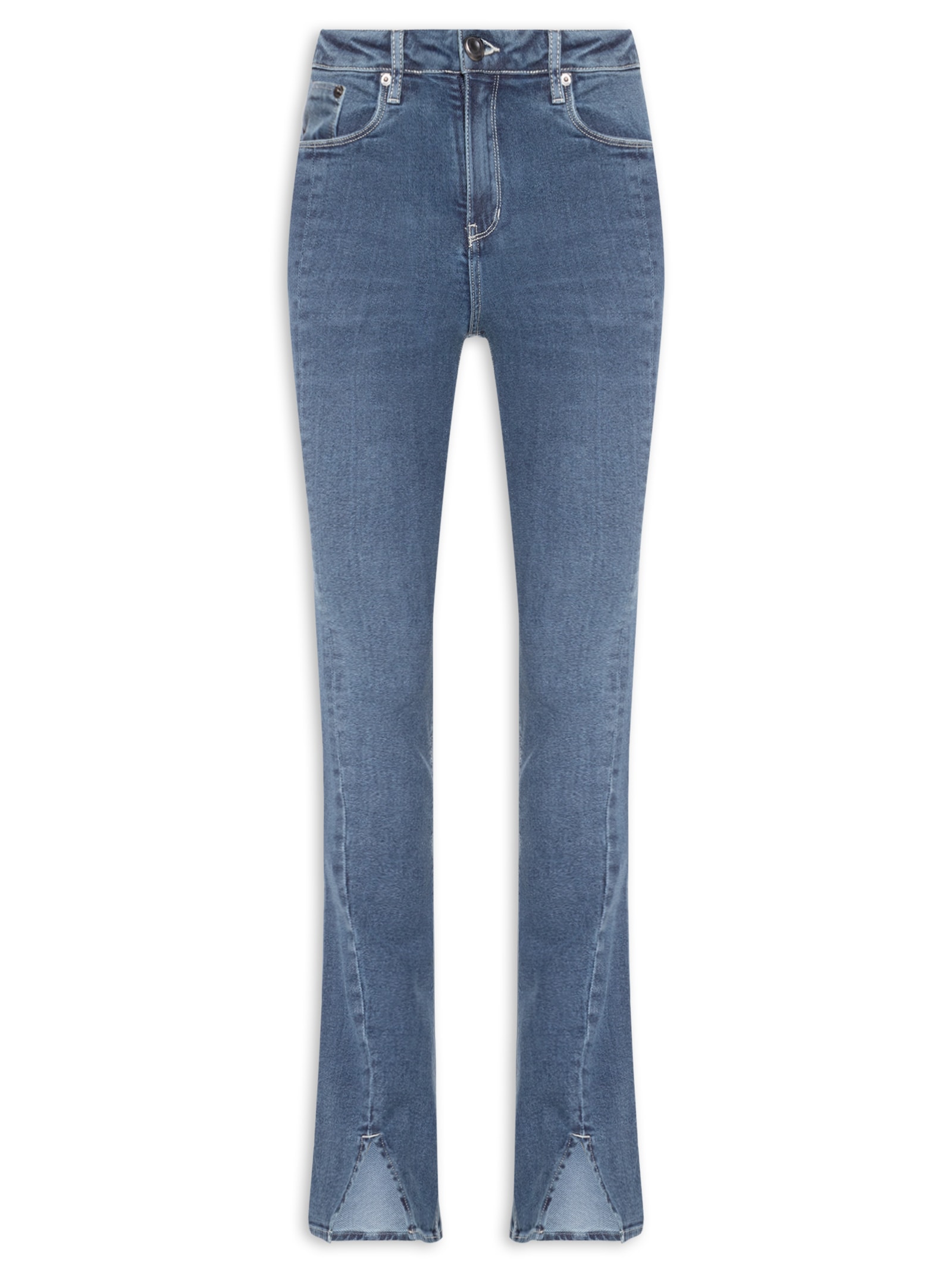 Calça Jeans Feminina Boot Basic Midi Fenda Azul Animale