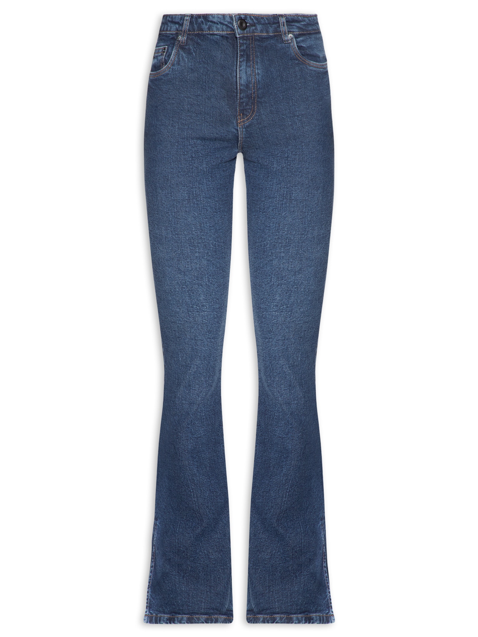 Calça Jeans Feminina  Boot Basic Midi Travetes Azul Animale