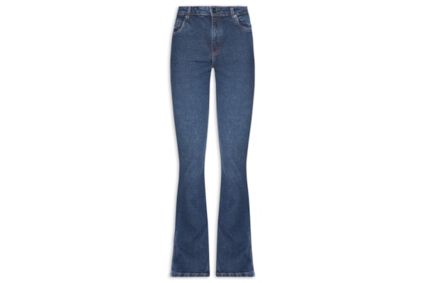 Calça Jeans Feminina  Boot Basic Midi Travetes - Azul