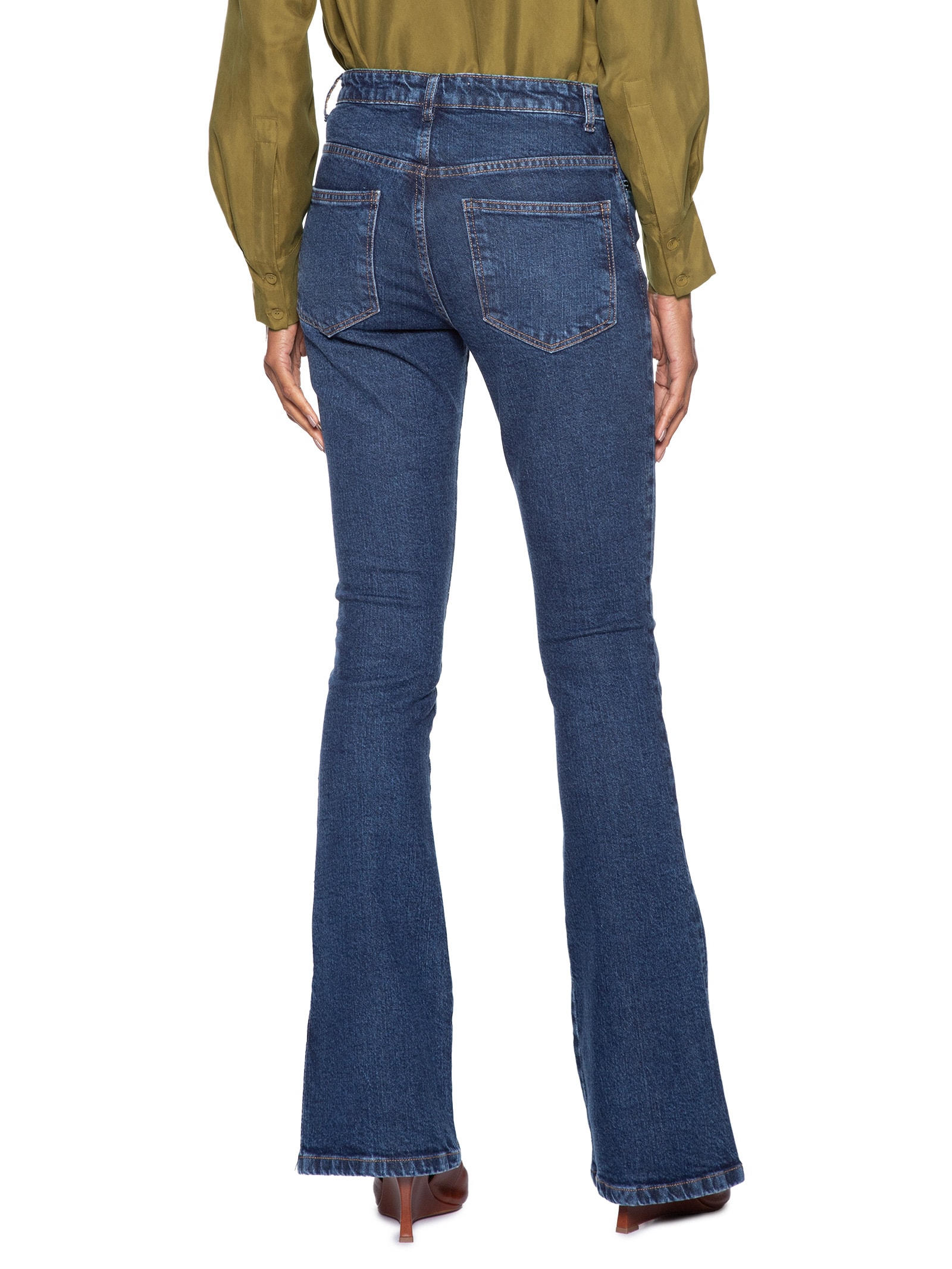 Calça Jeans Feminina  Boot Basic Midi Travetes Azul Animale