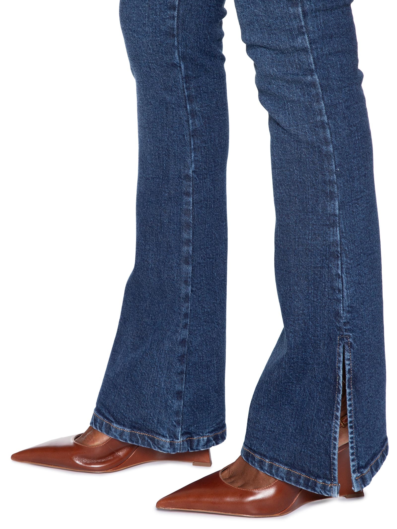 Calça Jeans Feminina  Boot Basic Midi Travetes Azul Animale