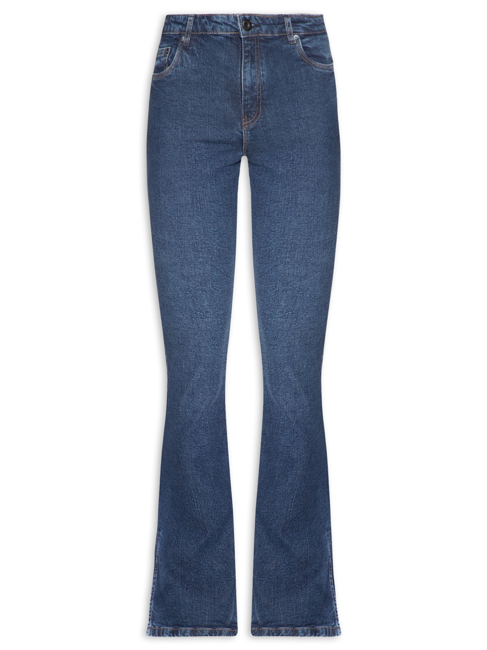 Calça Jeans Feminina  Boot Basic Midi Travetes Azul Animale