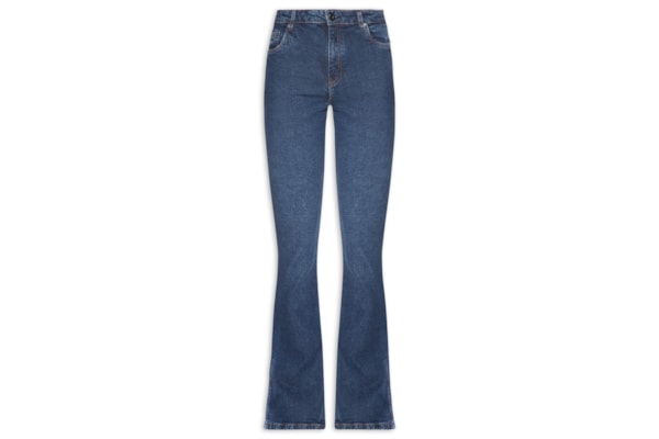 Calça Jeans Feminina  Boot Basic Midi Travetes - Azul