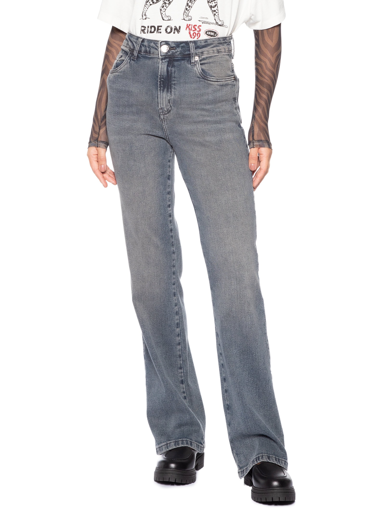 Calça Jeans Feminina Boot Vintage New Basic Azul Animale Jeans