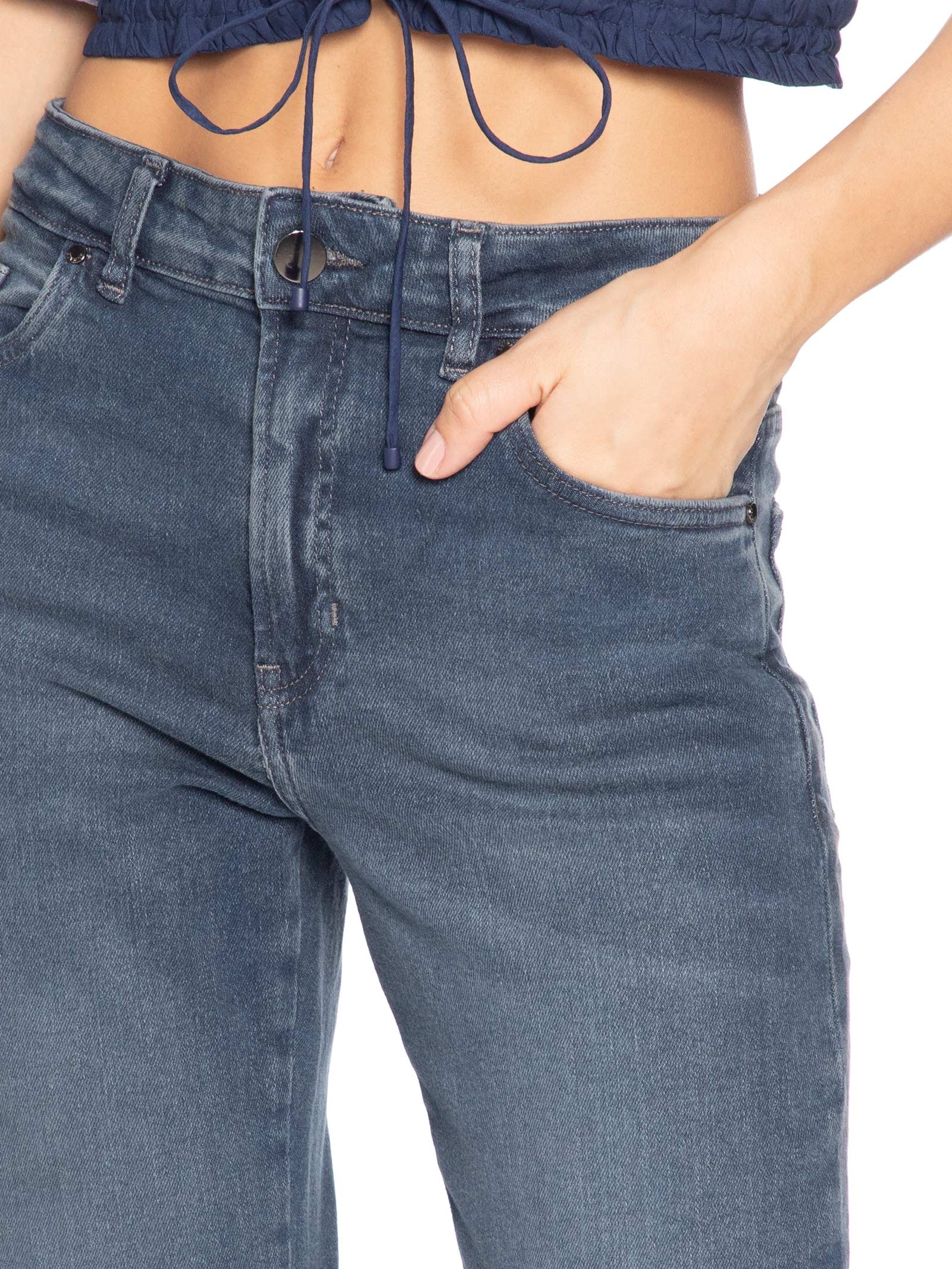 Calça Jeans Feminina Boot Vintage New Basic Cinza Animale