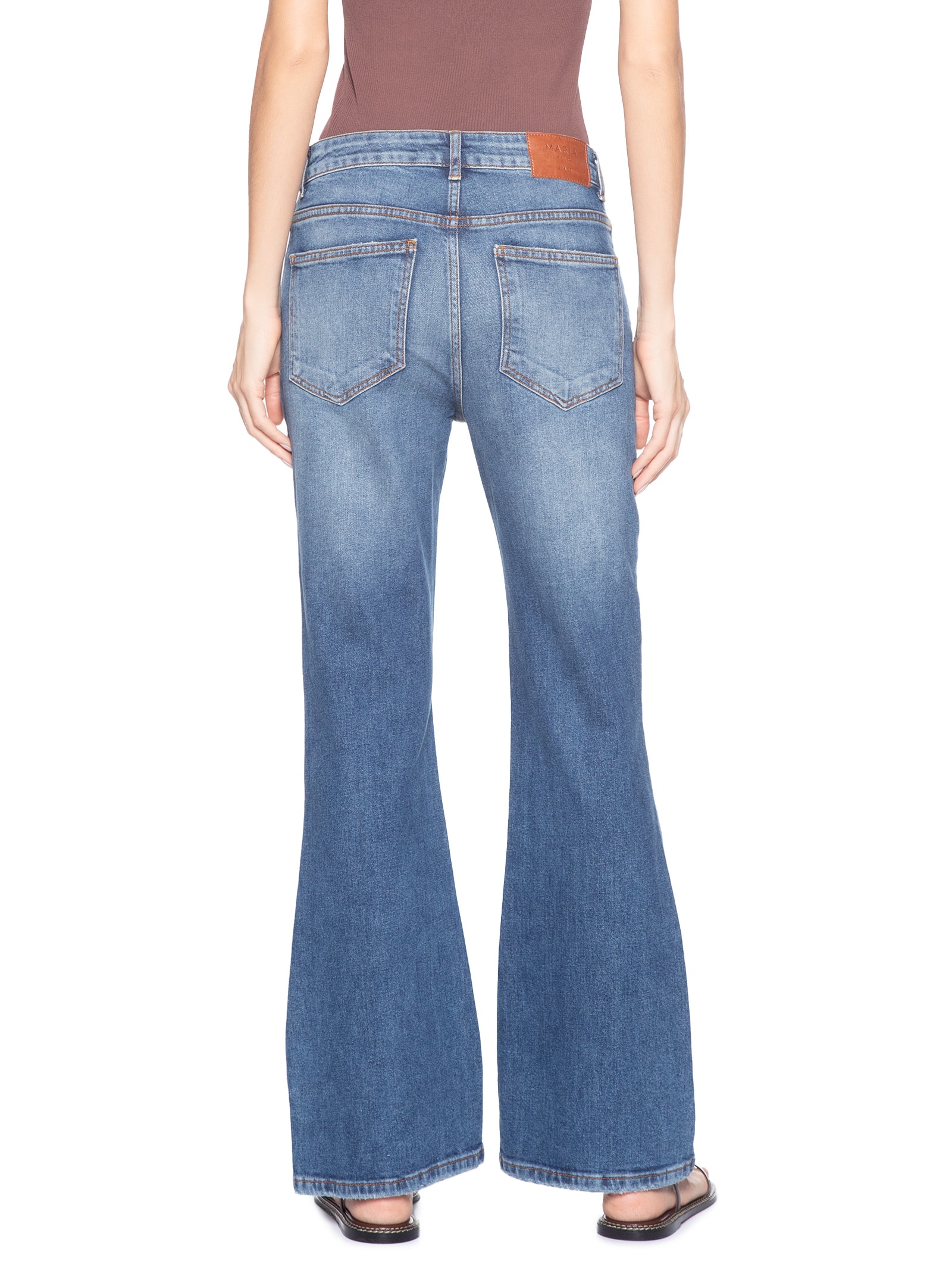 Calça Jeans Feminina Bootcut Used Azul Maria Filó