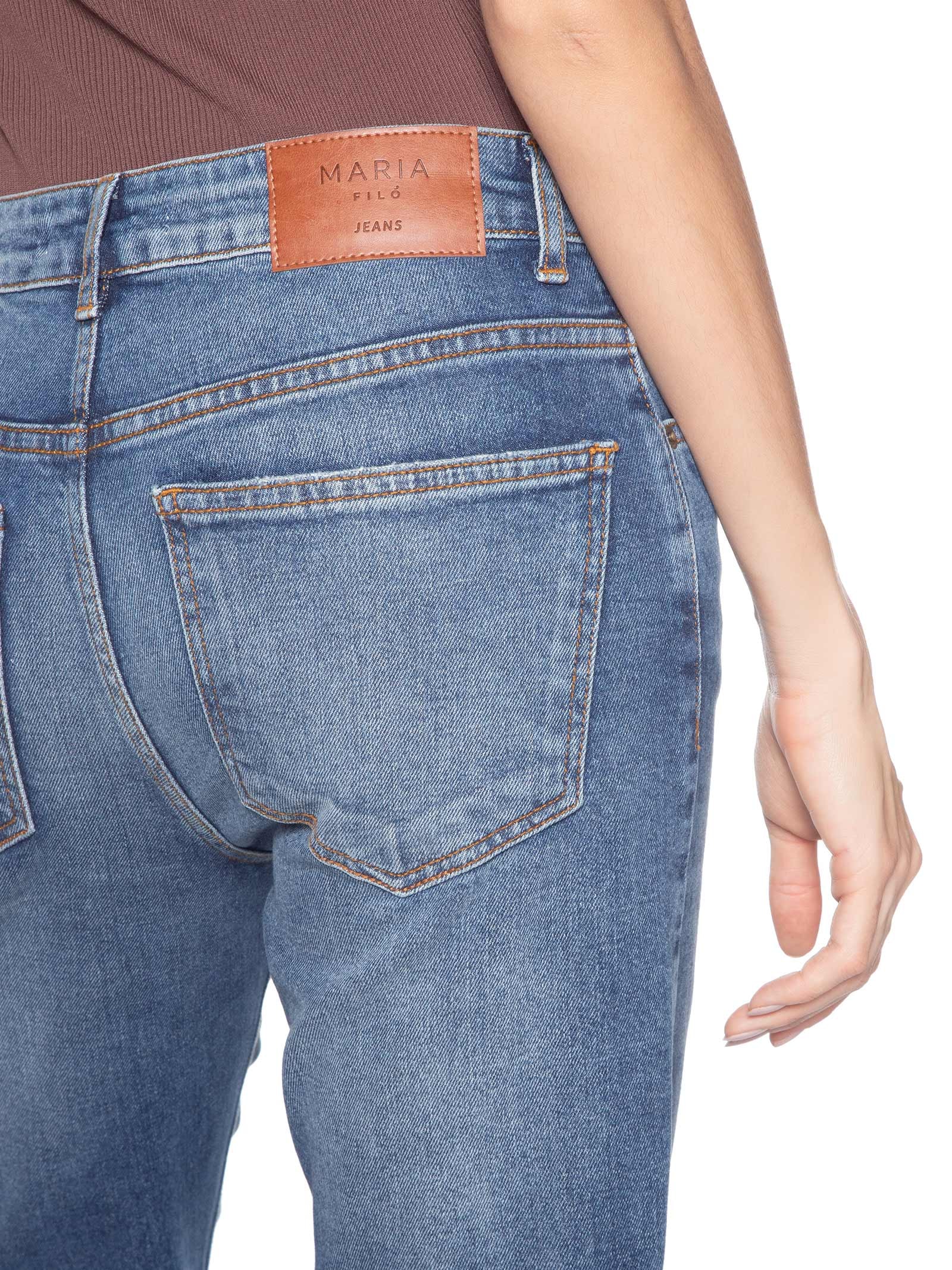 Calça Jeans Feminina Bootcut Used Azul Maria Filó