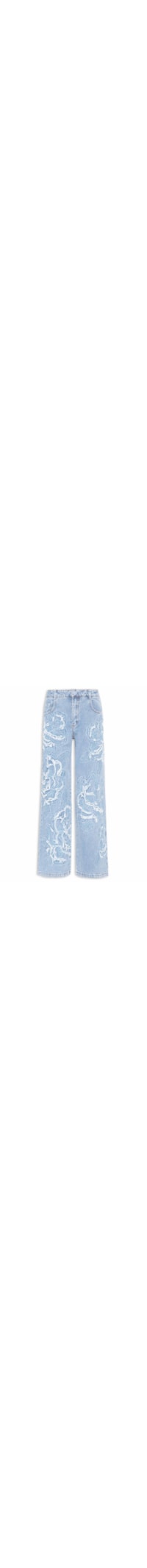 Calça Jeans Feminina Bordada Flor - Azul
