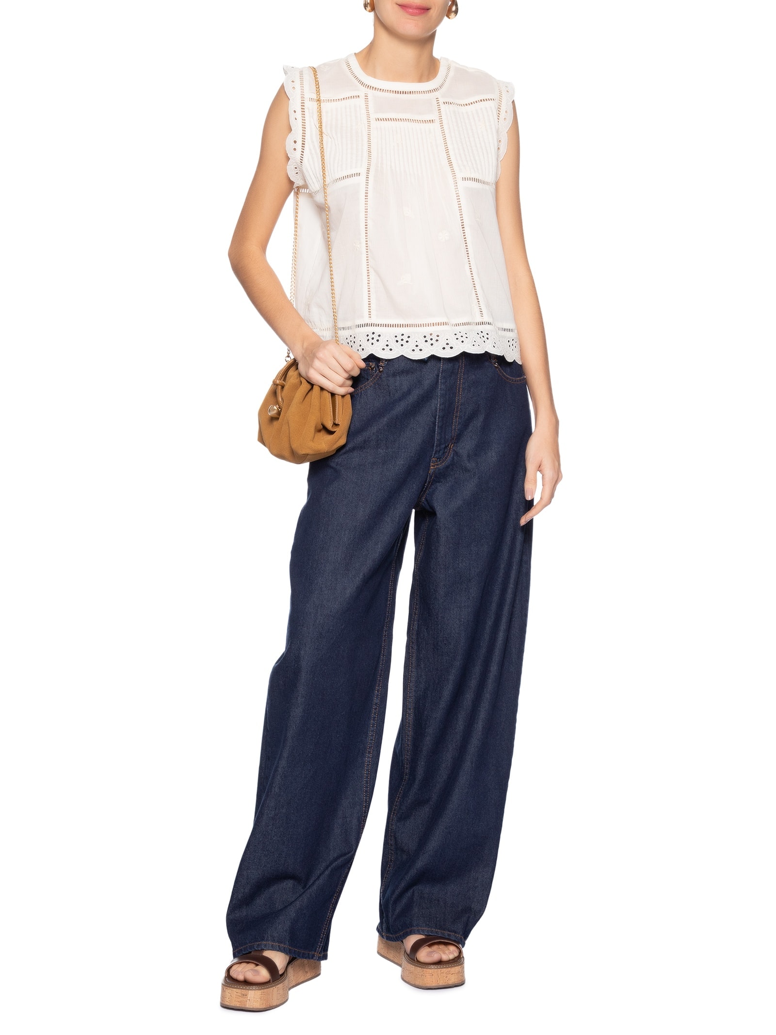 Calça Jeans Feminina Cós Duplo Raw Azul Animale