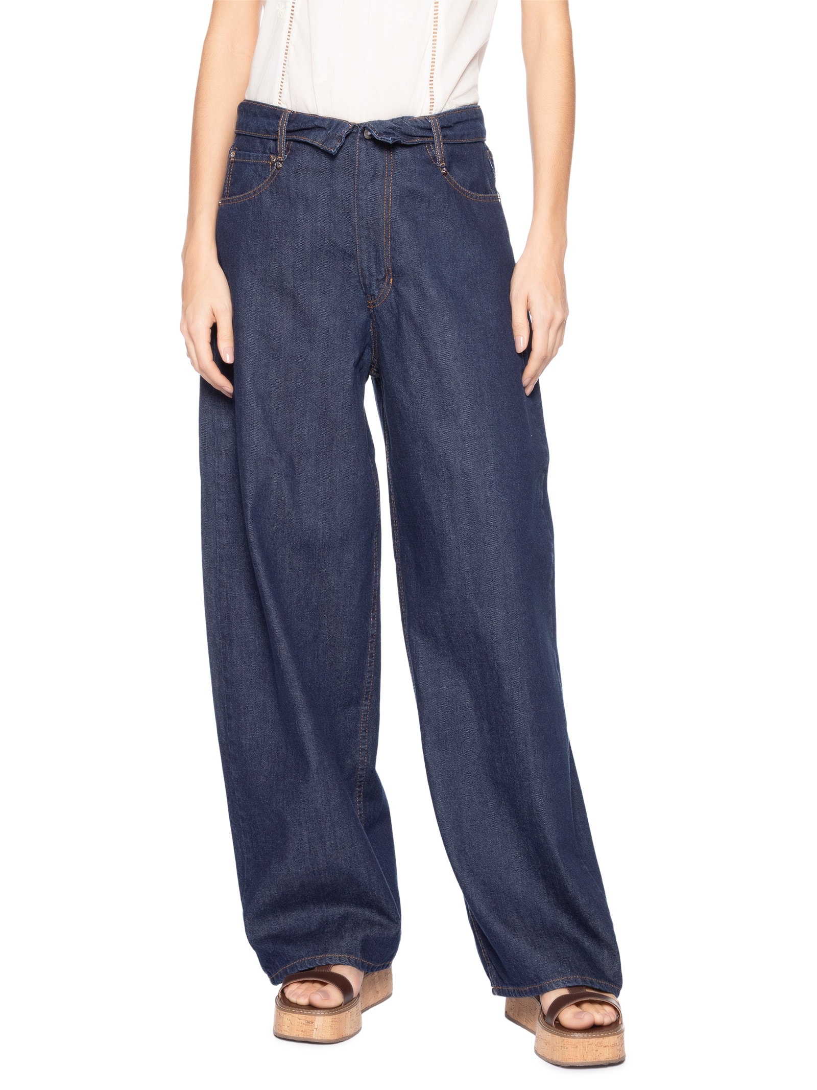 Calça Jeans Feminina Cós Duplo Raw Azul Animale