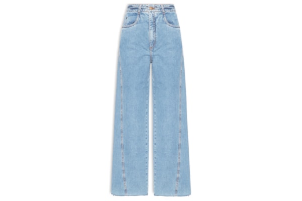 Calça Jeans Feminina Costura Deslocada Pespontos - Azul