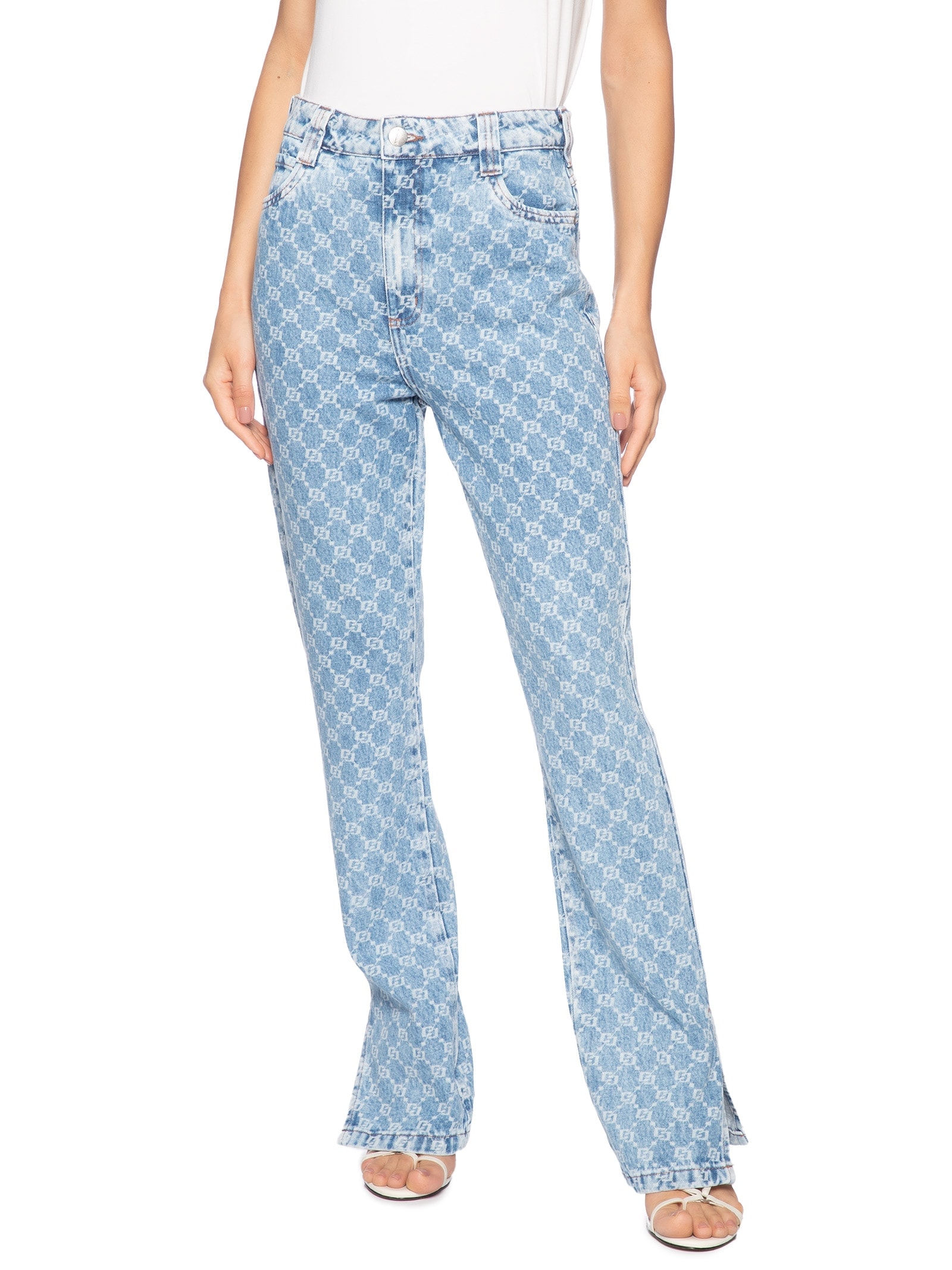 Calça Jeans Feminina Estampada Kendall Azul Colcci