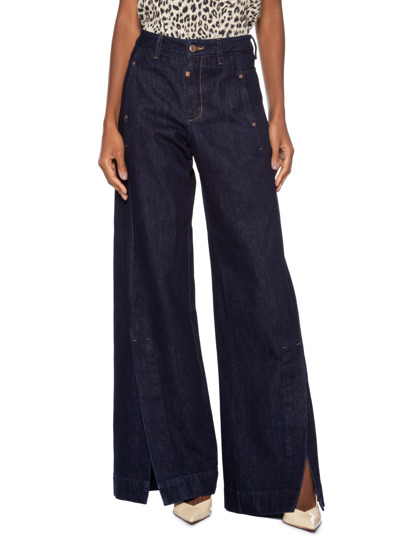 Calça Jeans Feminina Fendas Azul Animale