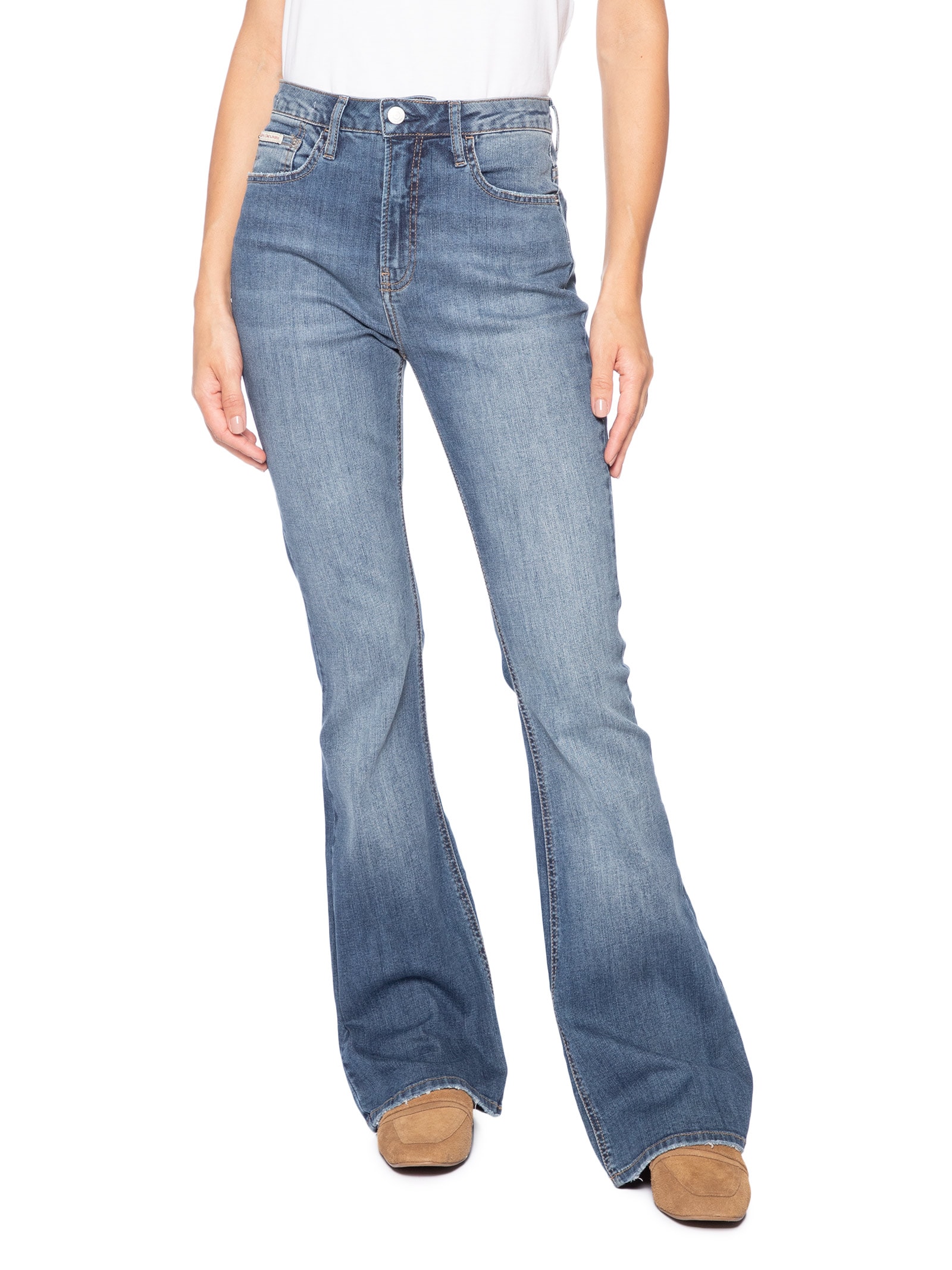 Calça Jeans Feminina Flare 5 Pockets Com Viscose Azul Calvin Klein Jeans