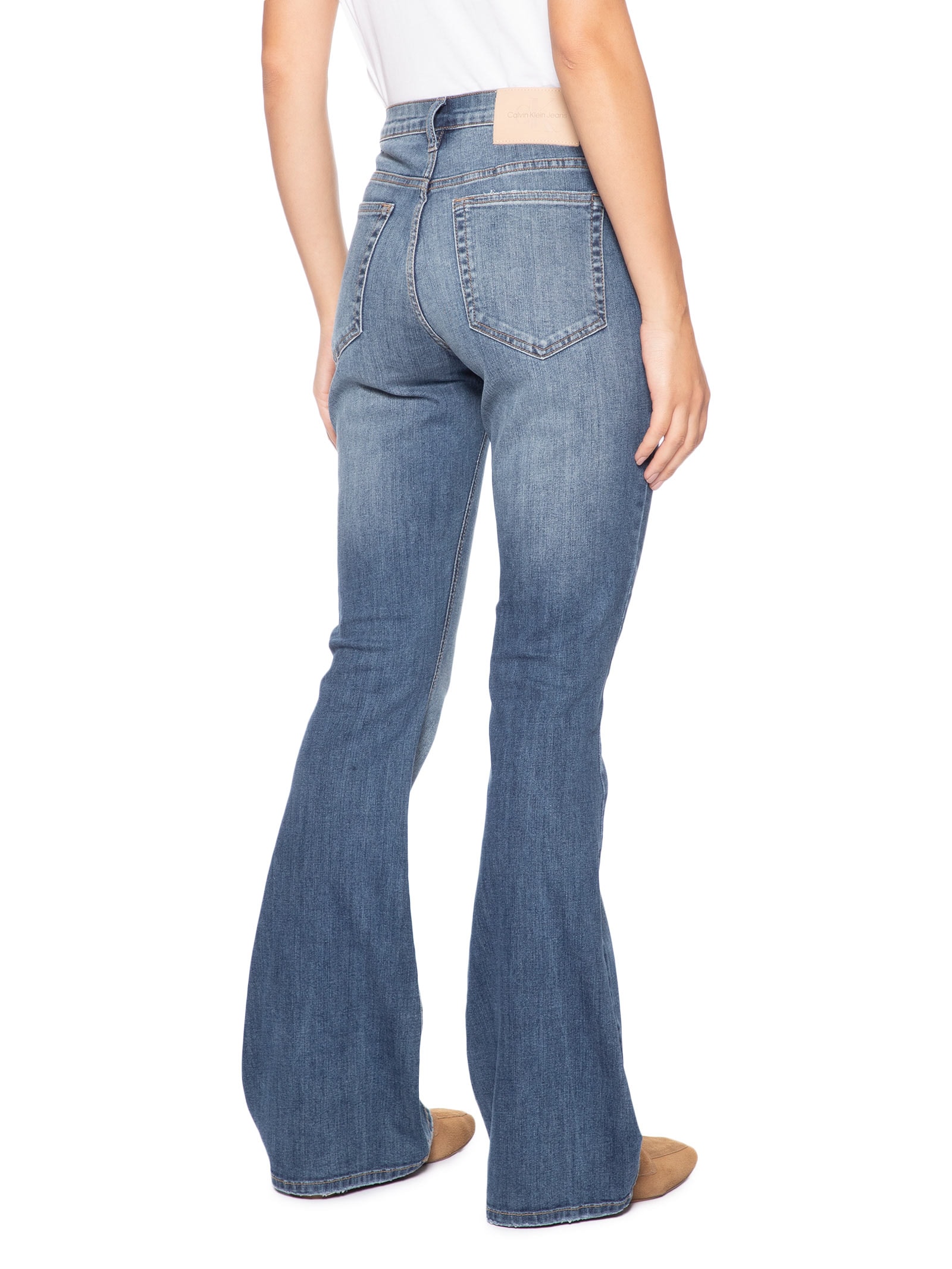 Calça Jeans Feminina Flare 5 Pockets Com Viscose Azul Calvin Klein Jeans