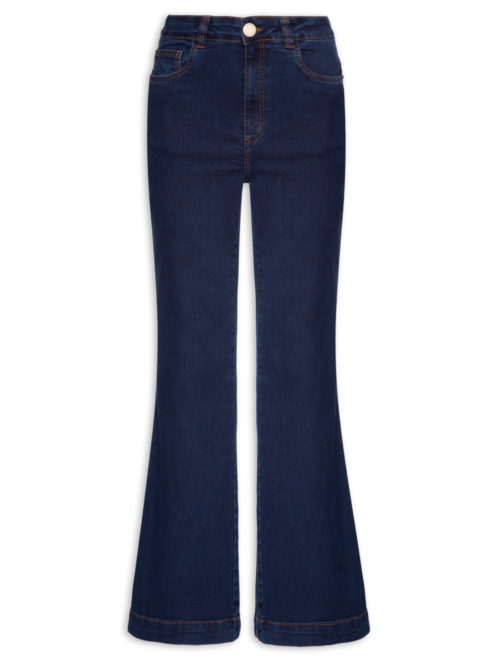 Calça Jeans Feminina Flare Amaciada Azul Cantão