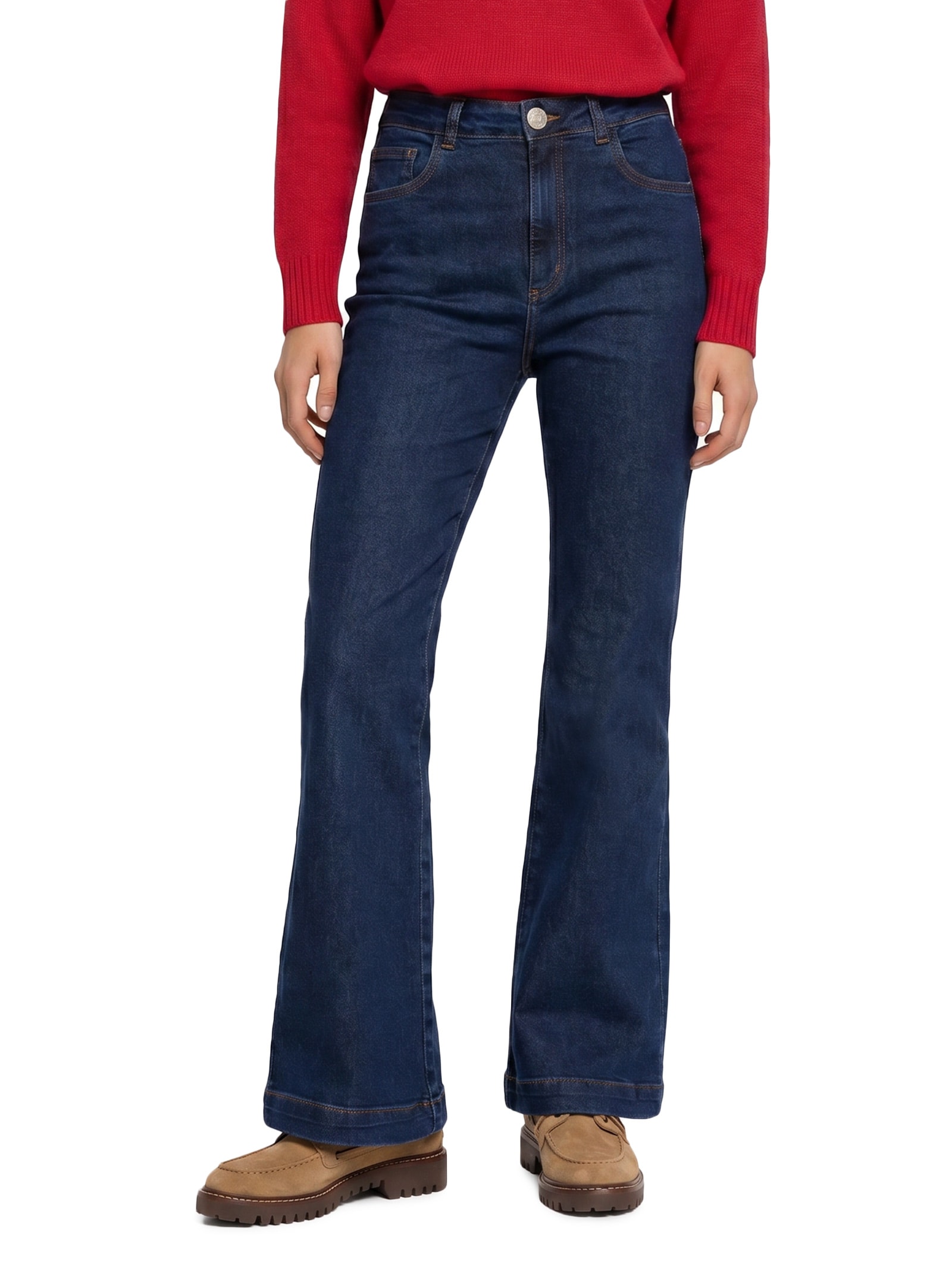 Calça Jeans Feminina Flare Amaciada Azul Cantão