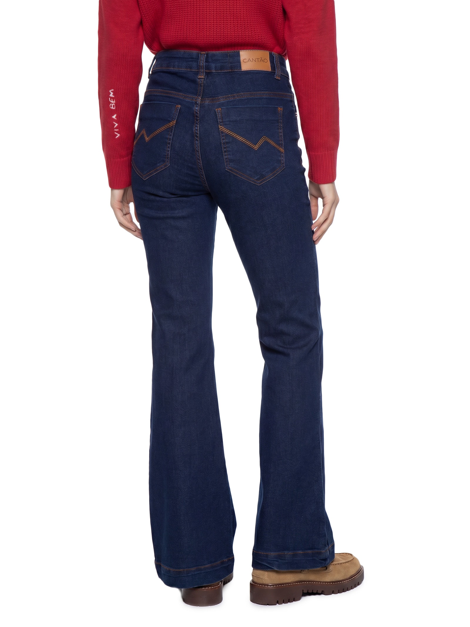 Calça Jeans Feminina Flare Amaciada Azul Cantão