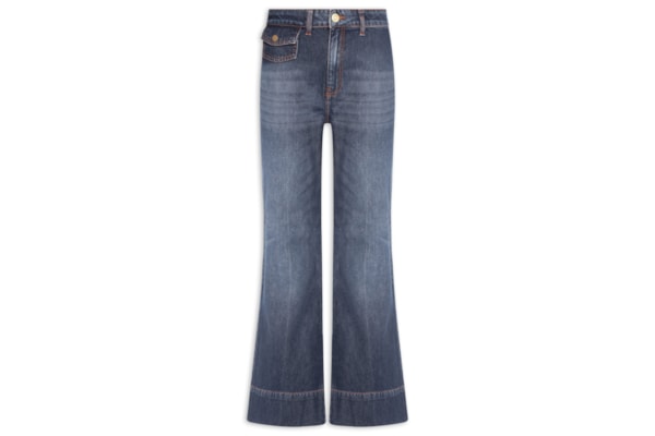 Calça Jeans Feminina Flare Bolso - Azul
