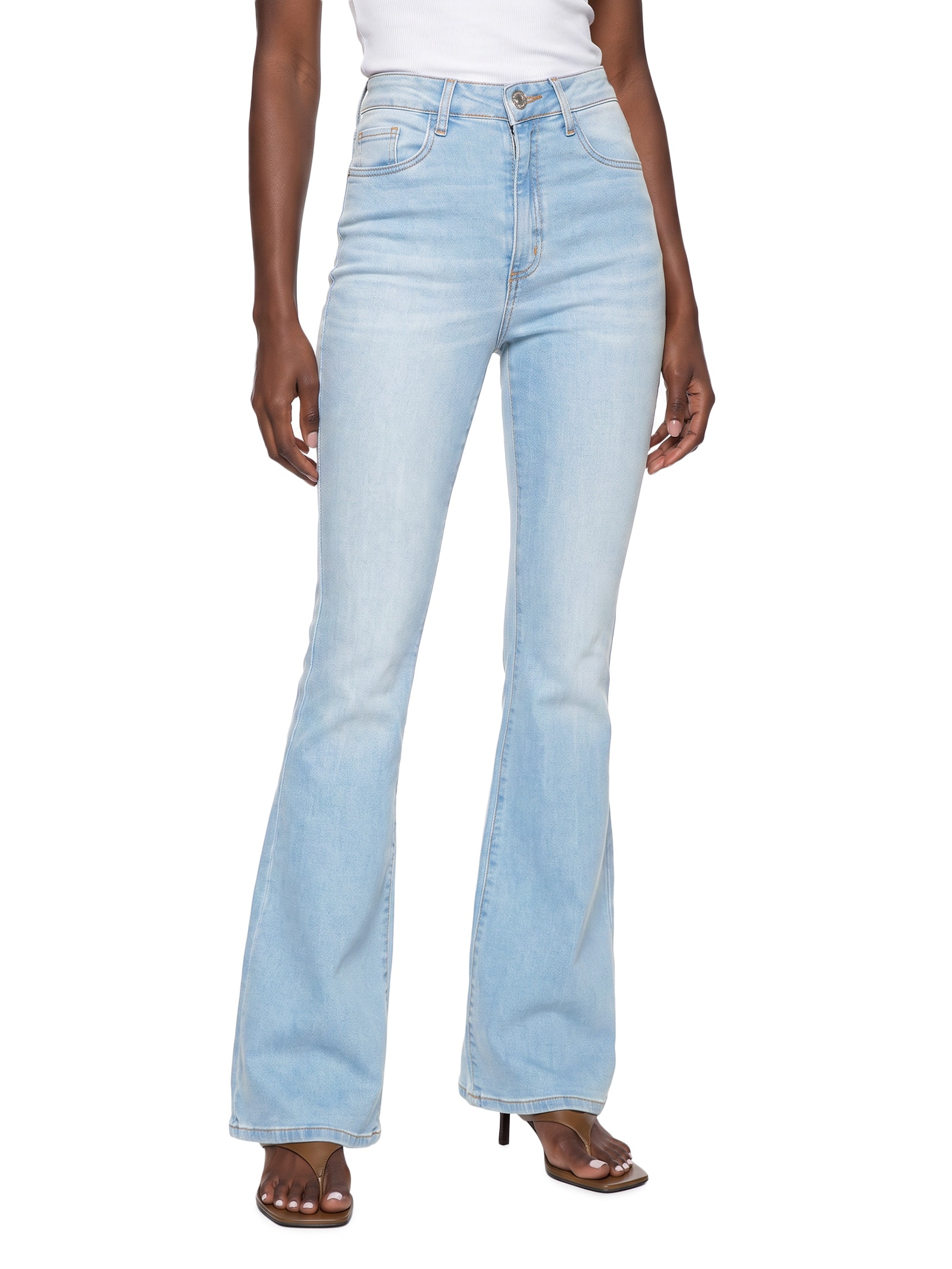 Calça Jeans Feminina Flare Cintura Alta – Azul My Favorite
